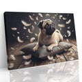 Cute Pug Dog Sat On Cushion Canvas Print Wall Art