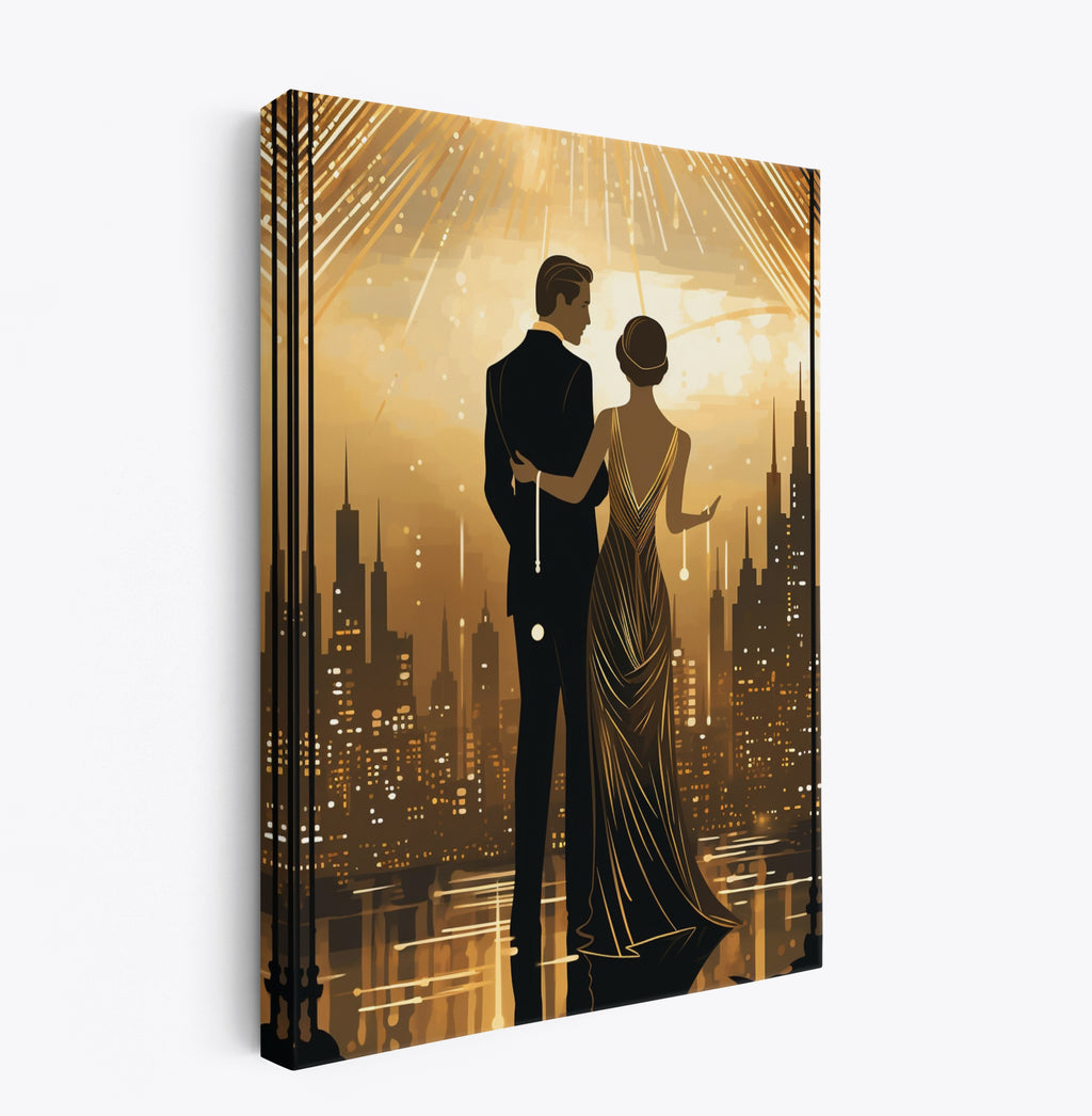 Art Deco Couple Canvas Print: 1920s Style Home Decor Wall Art