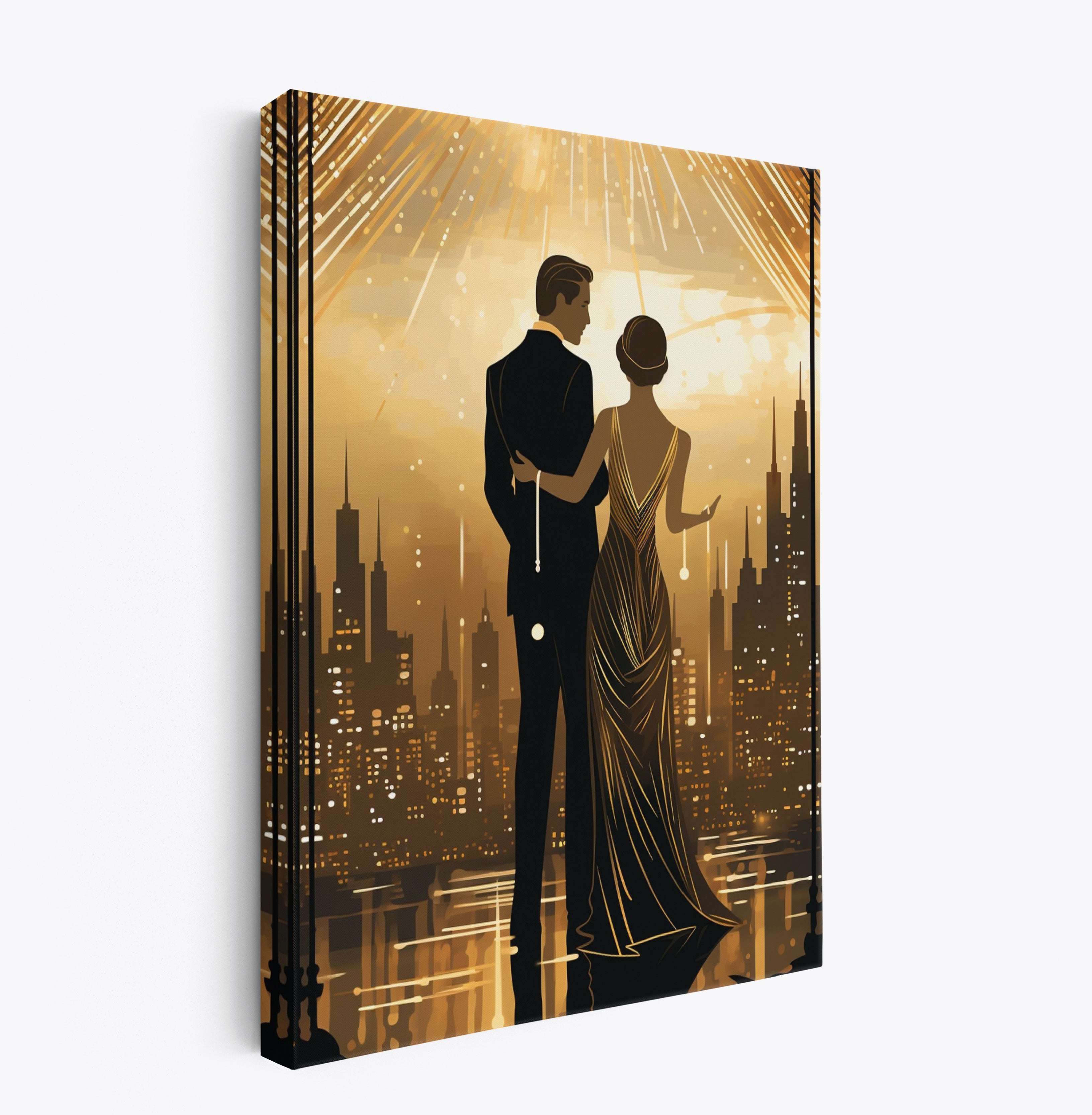 Art Deco Couple Canvas Print: 1920s Style Home Decor Wall Art