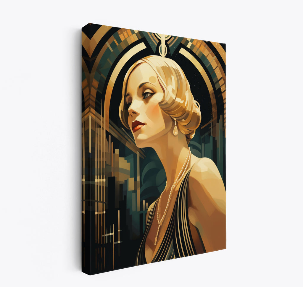 Art Deco Lady 42 Canvas Print: 1920s Style Home Decor Wall Art