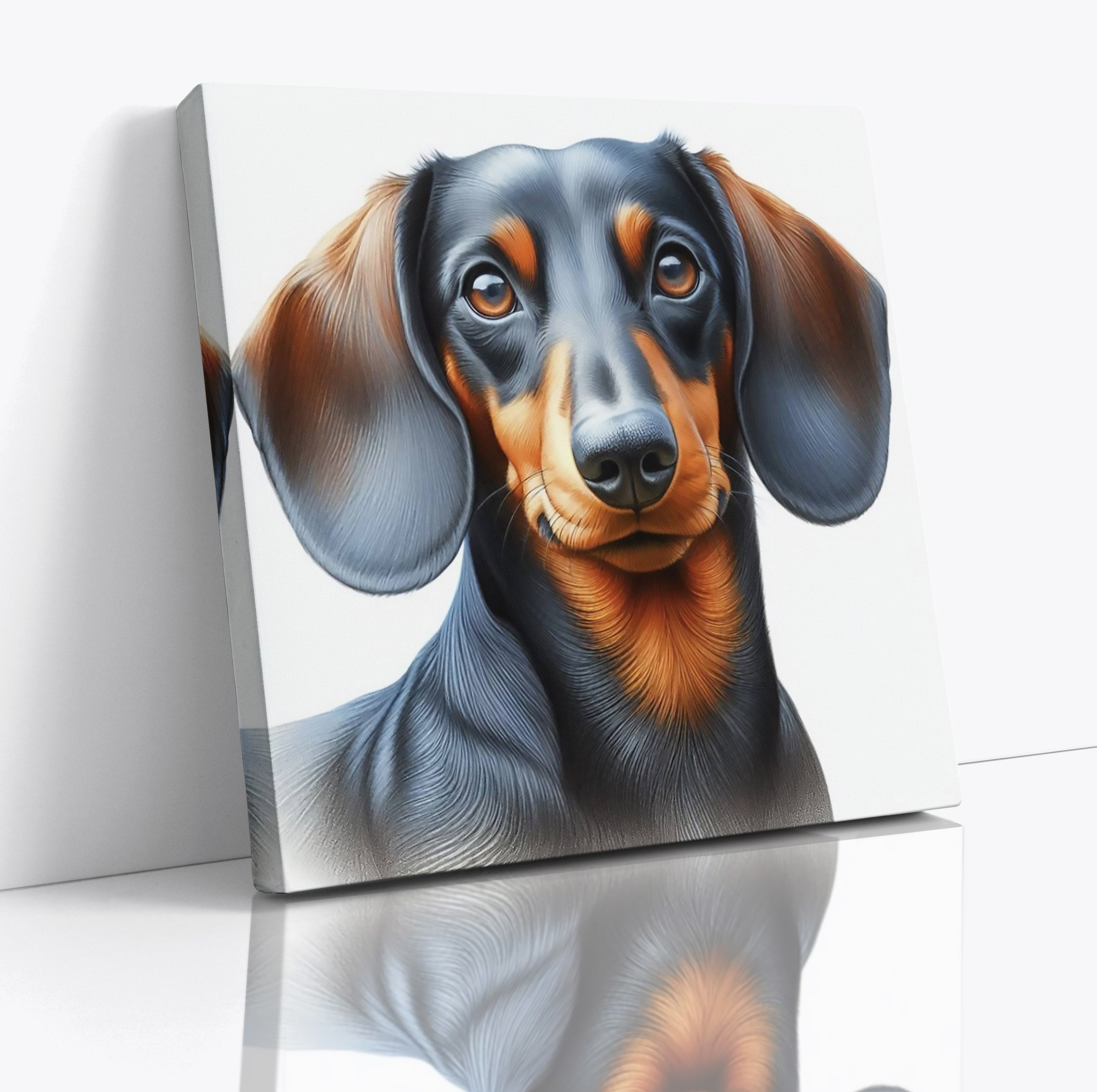 Cute Dachshund Dog Face Square Wall Art Print