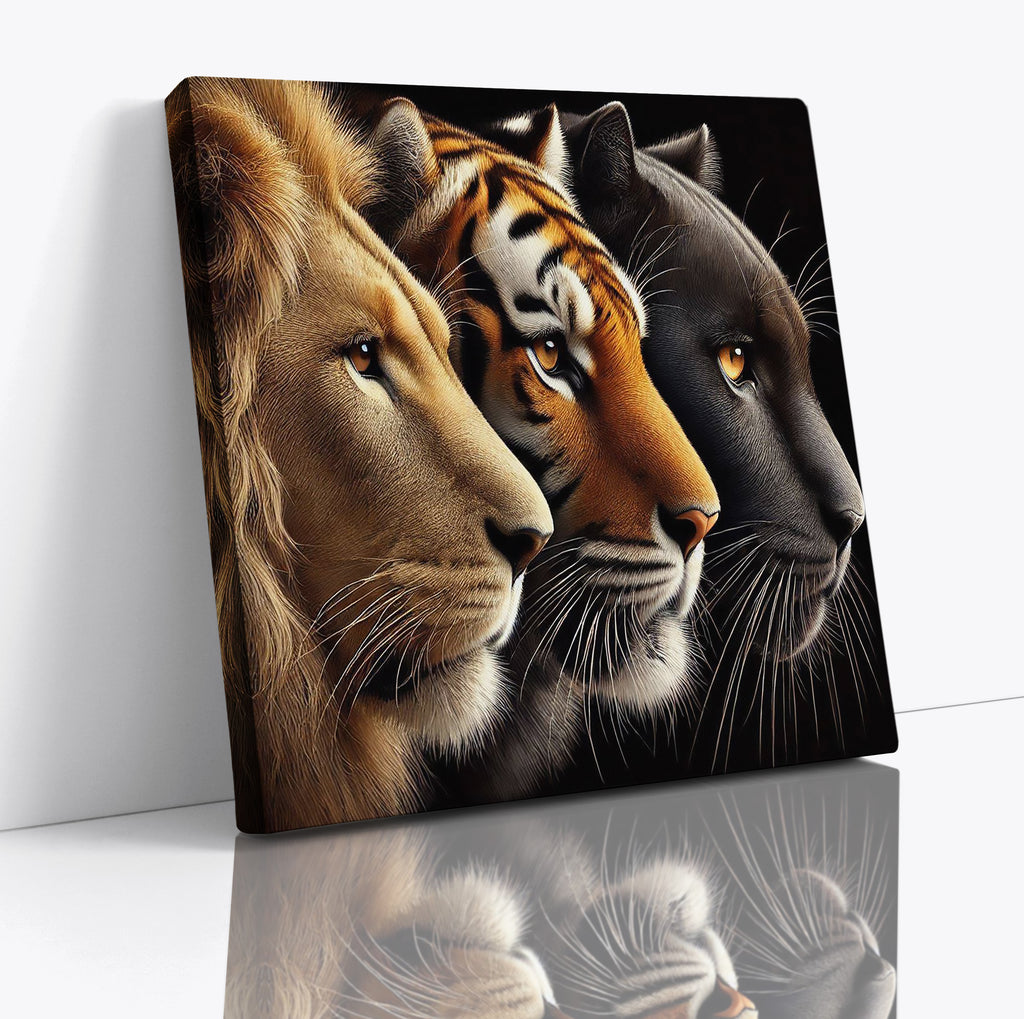 Lion, Tiger, Panther Faces Canvas Print: Big Cat Wall Art