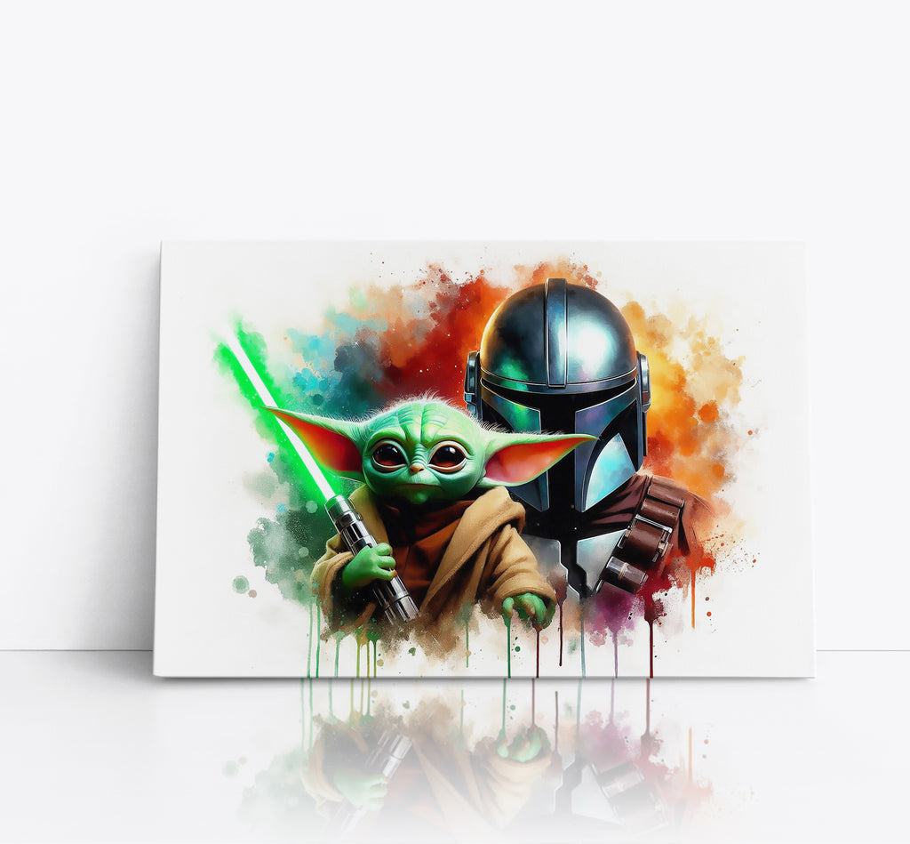 The Mandalorian and Grogu Star Wars Inspired Movie Canvas Print