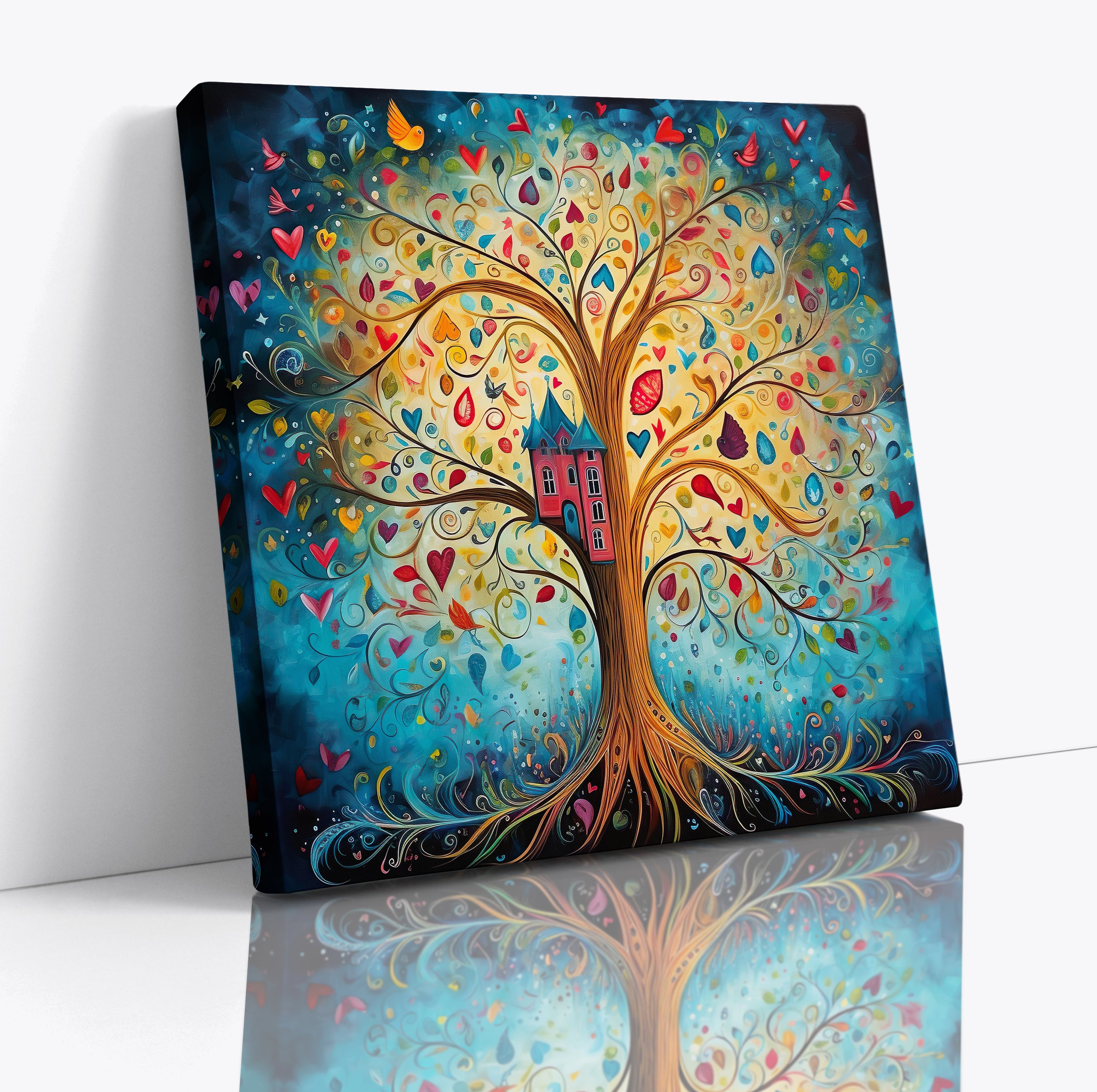 Colour Tree of Life Abstract Square Canvas Print Picture Modern Wall Art