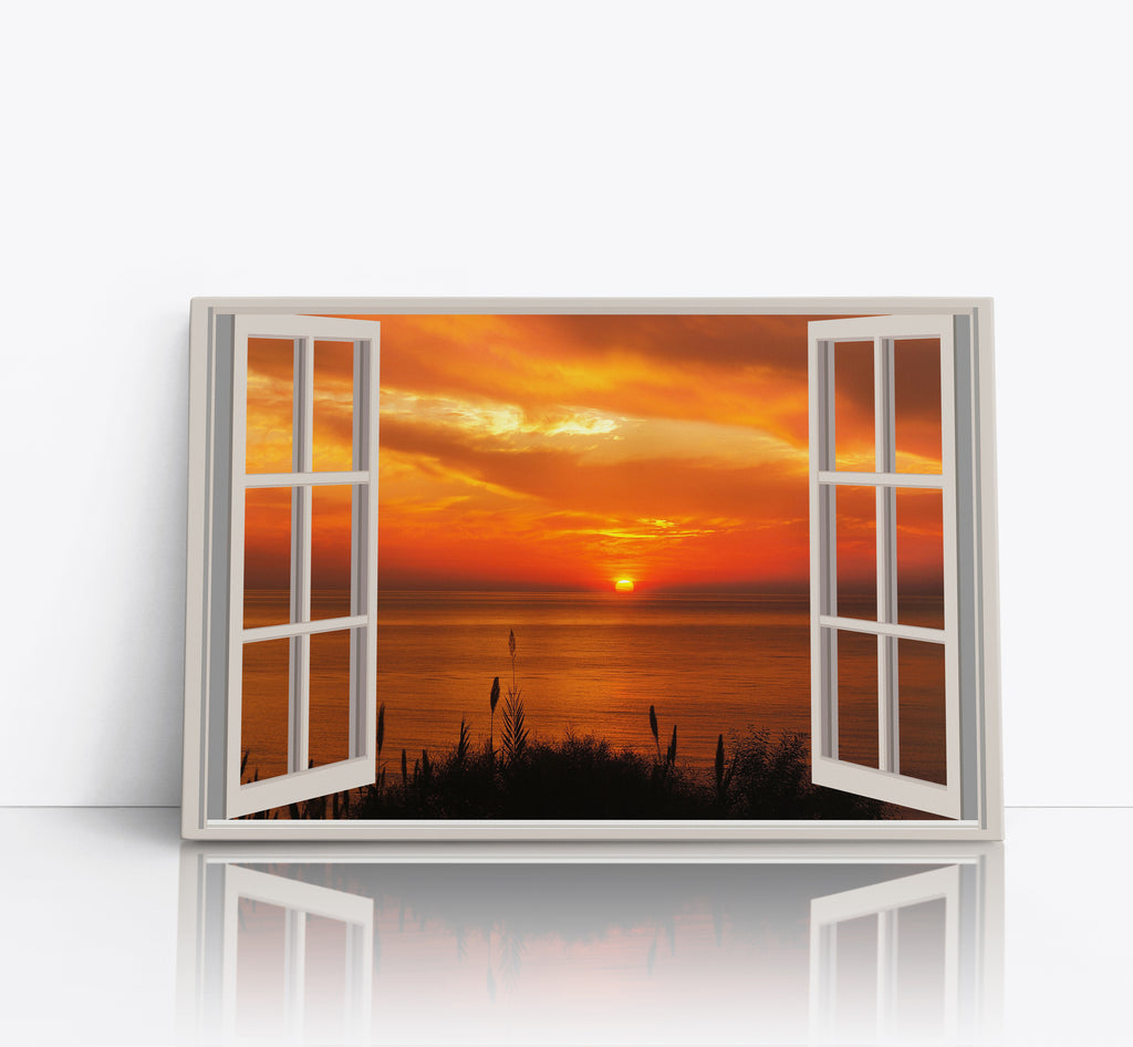 Sunset Scenic 3D Window View Landscape Wall Art