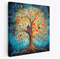 Colour Tree of Life Abstract Square Canvas Print Picture Modern Wall Art