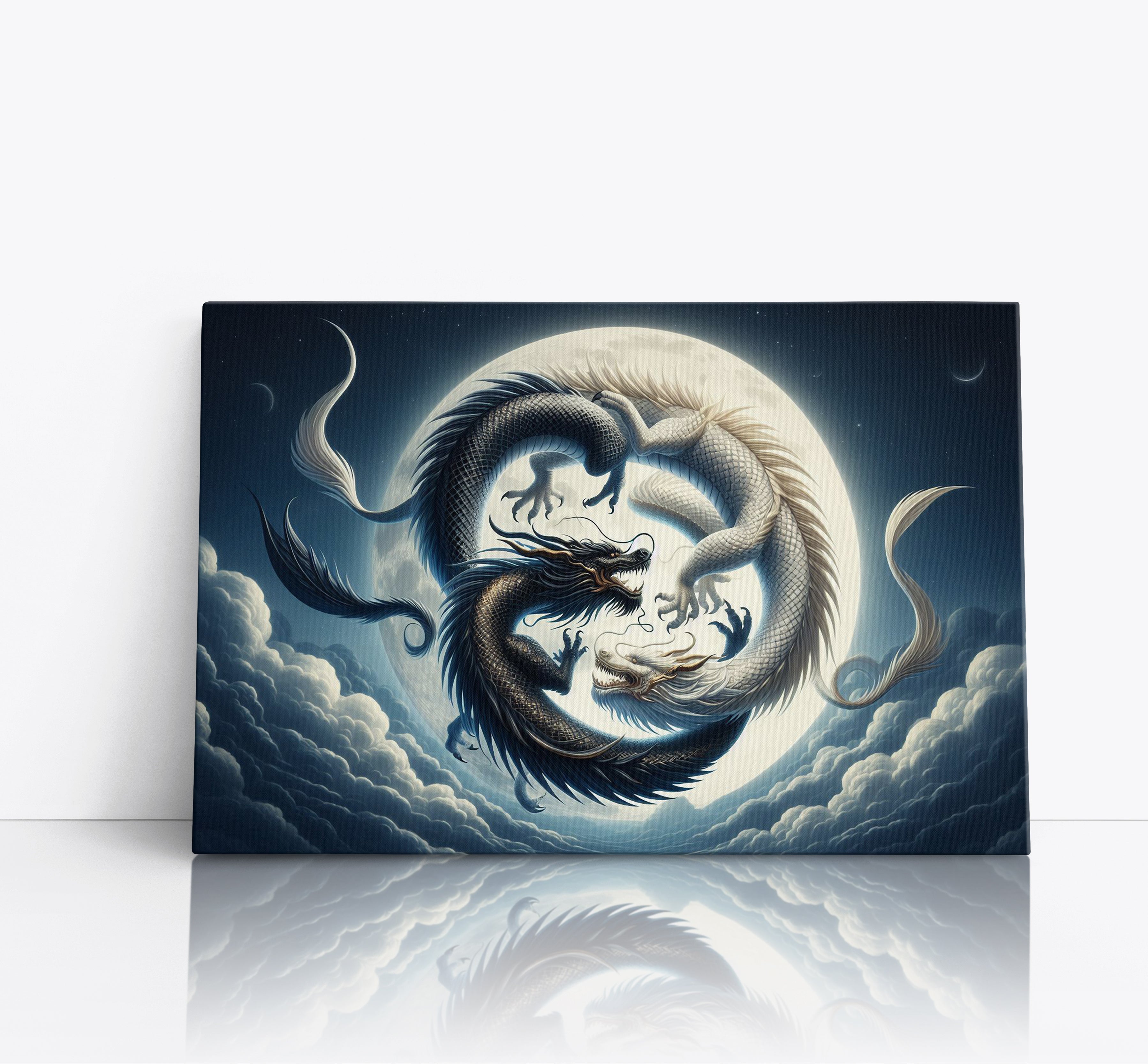 Ying Yang Dragons Fantasy Landscape Canvas Print Wall Art Picture or Poster Print