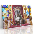 French Bulldog Sat on Throne Wearing a Crown Canvas Wall Art Print