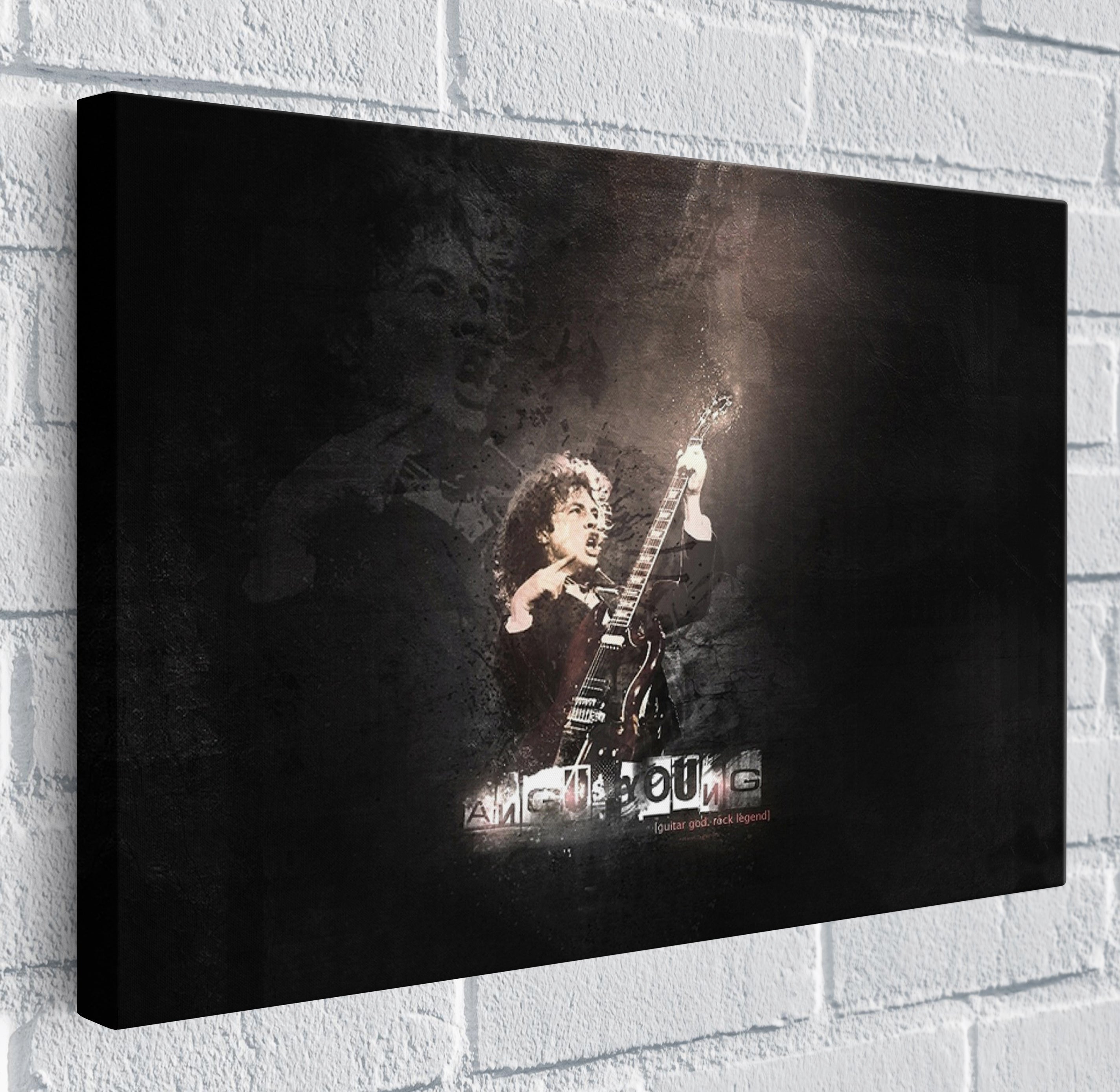 AC/DC Heavy Metal Angus Young Playing Guitar Wall Art Canvas Print