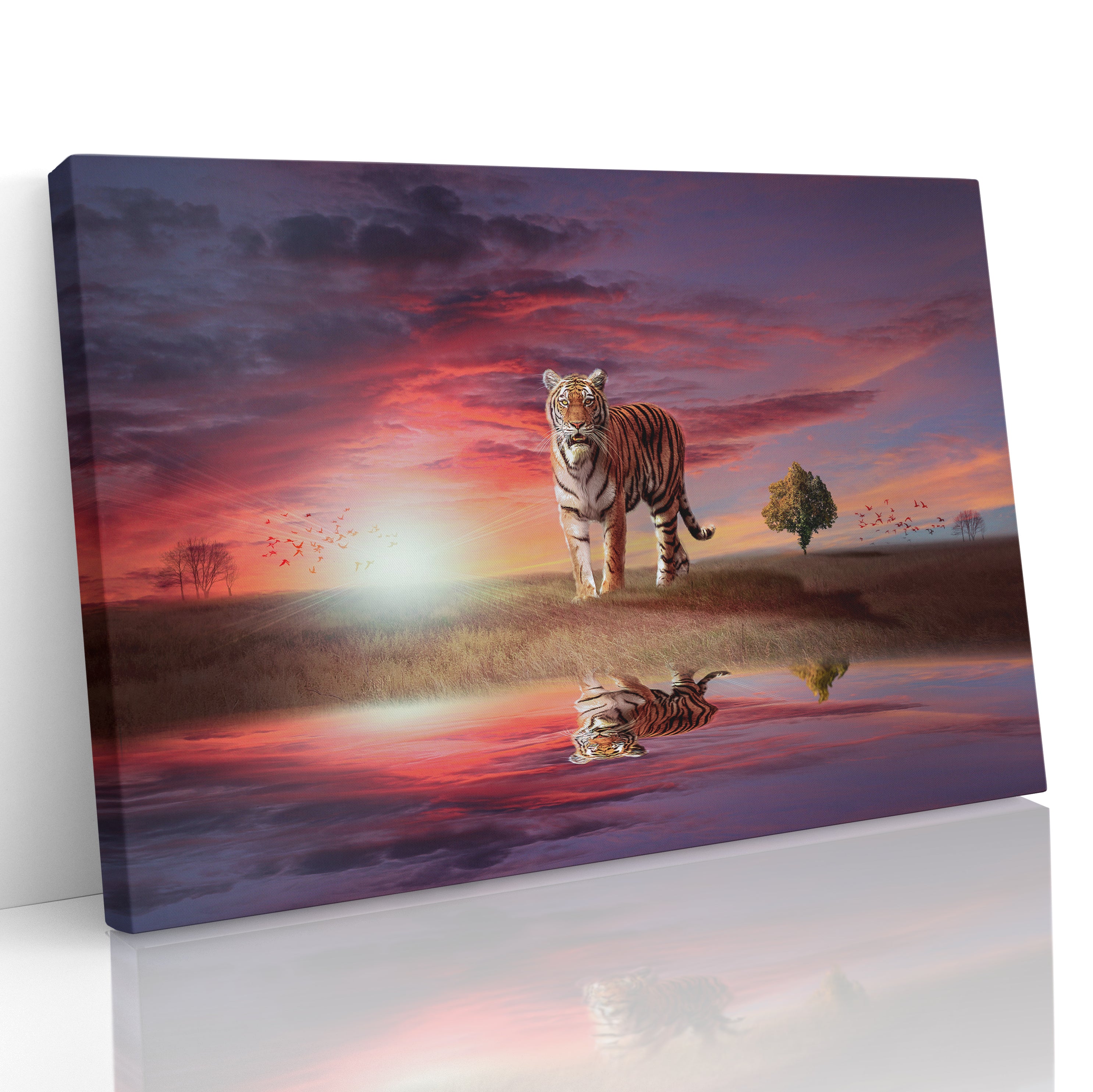 Tiger Big Cat In The Sunset Canvas Print Wall Art