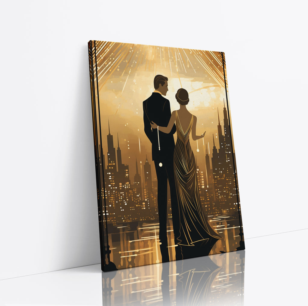 Art Deco Couple Canvas Print: 1920s Style Home Decor Wall Art