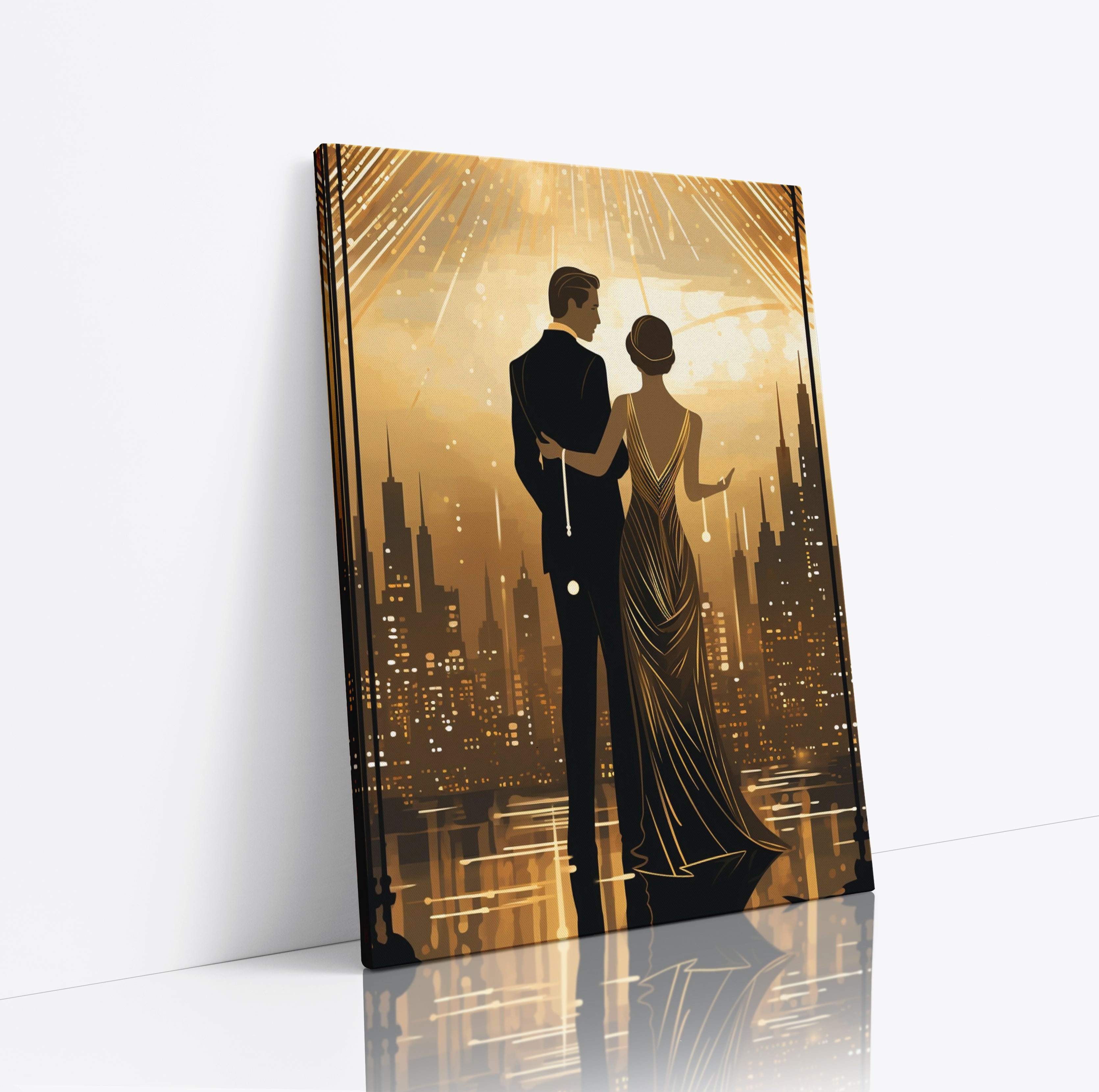 Art Deco Couple Canvas Print: 1920s Style Home Decor Wall Art