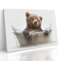 Cute Bear Cub In A Bubble Bath Canvas Print Wall Art
