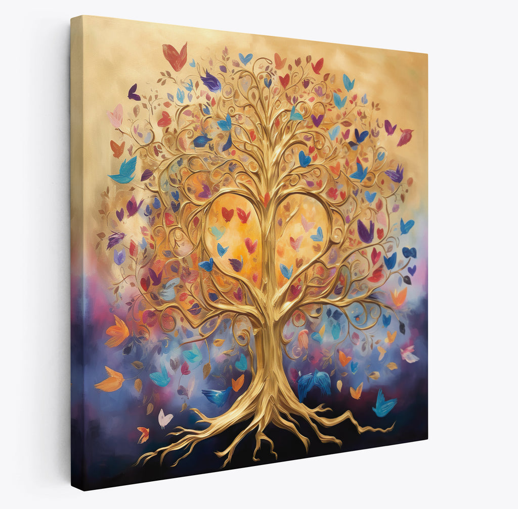 Tree of Life Abstract Square Canvas Print Wall Art