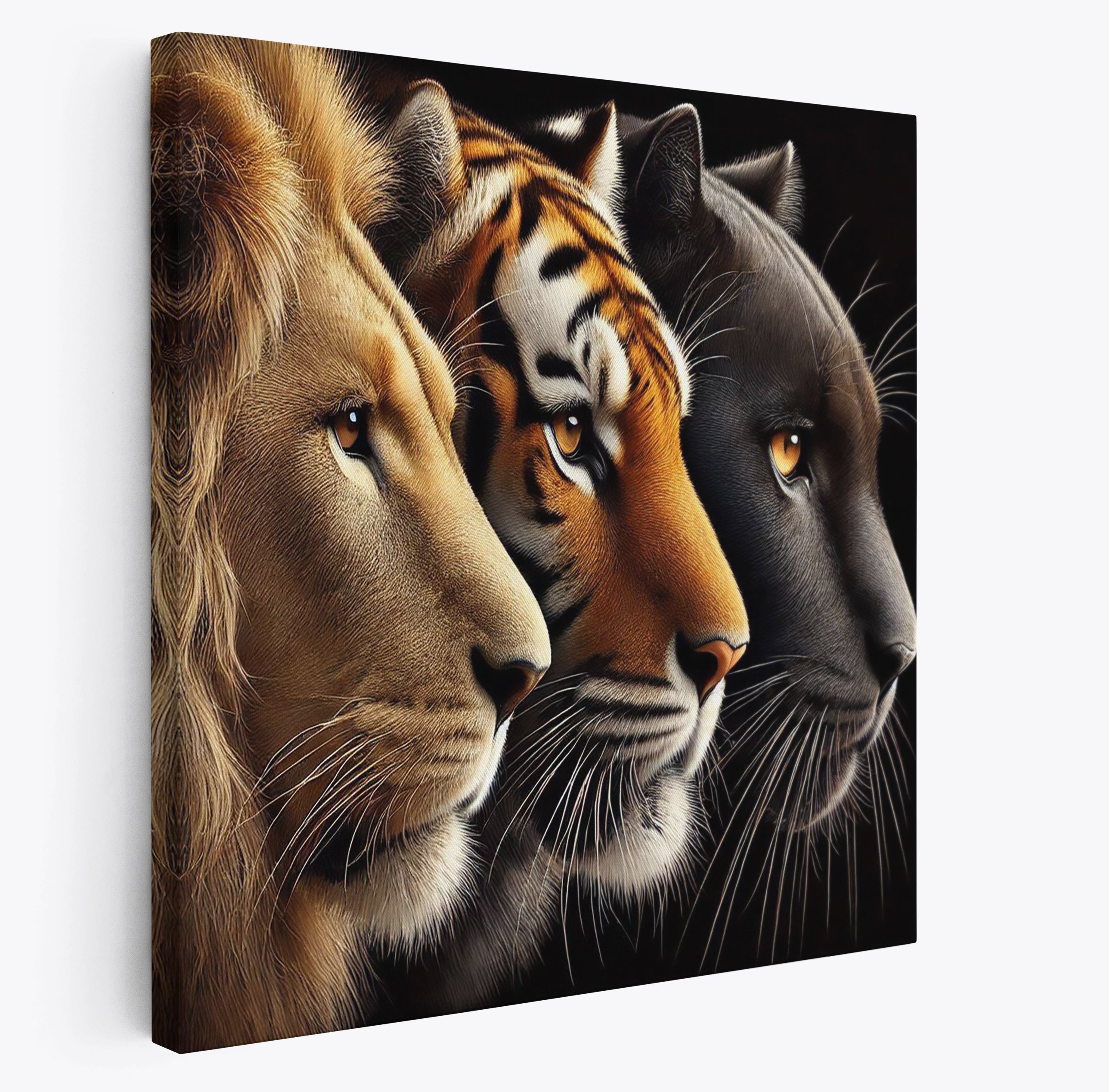 Lion, Tiger, Panther Faces Canvas Print: Big Cat Wall Art