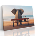 Elephant and Dog Sat At The Beach Canvas Print Wall Art