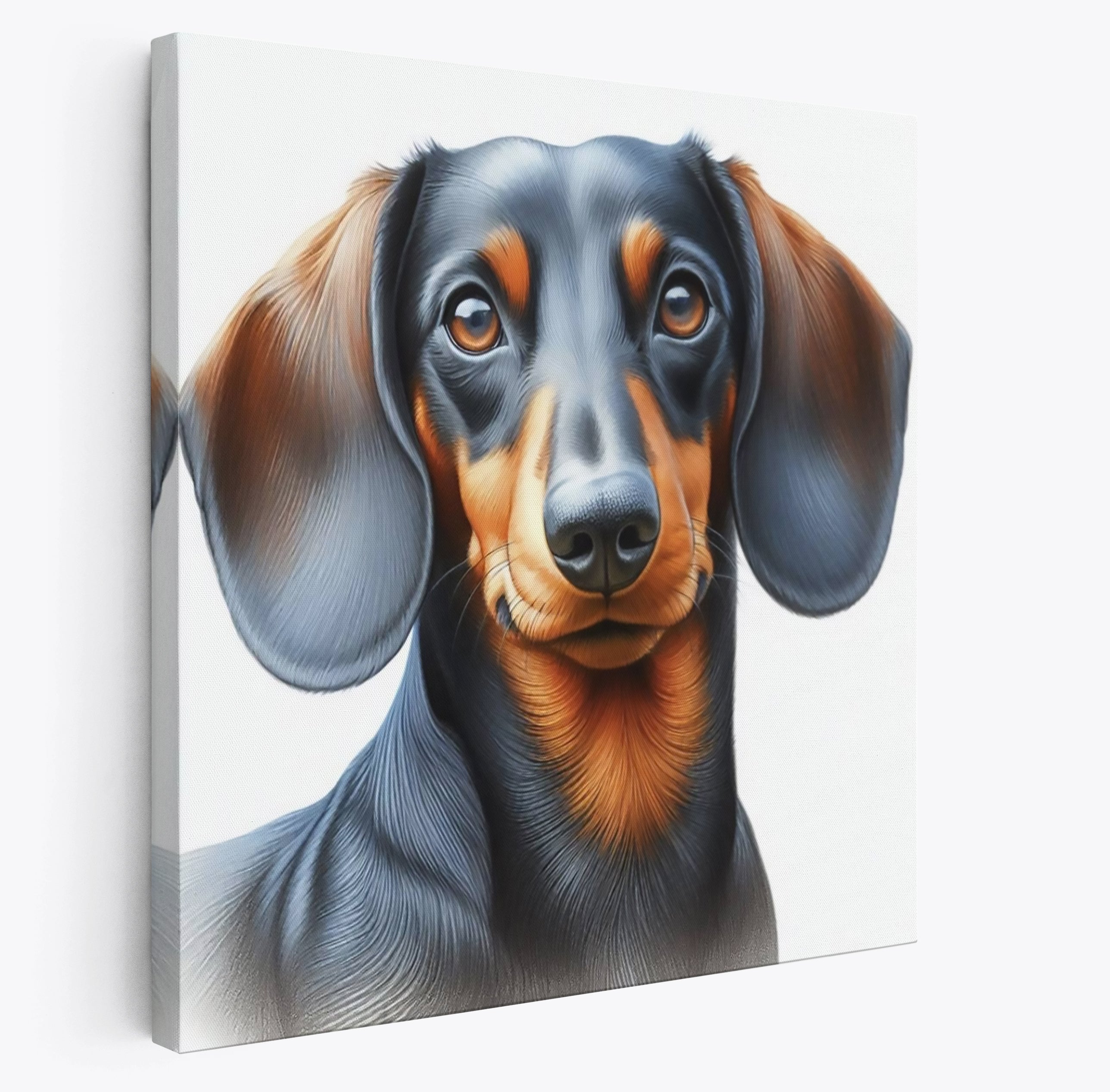 Cute Dachshund Dog Face Square Wall Art Print