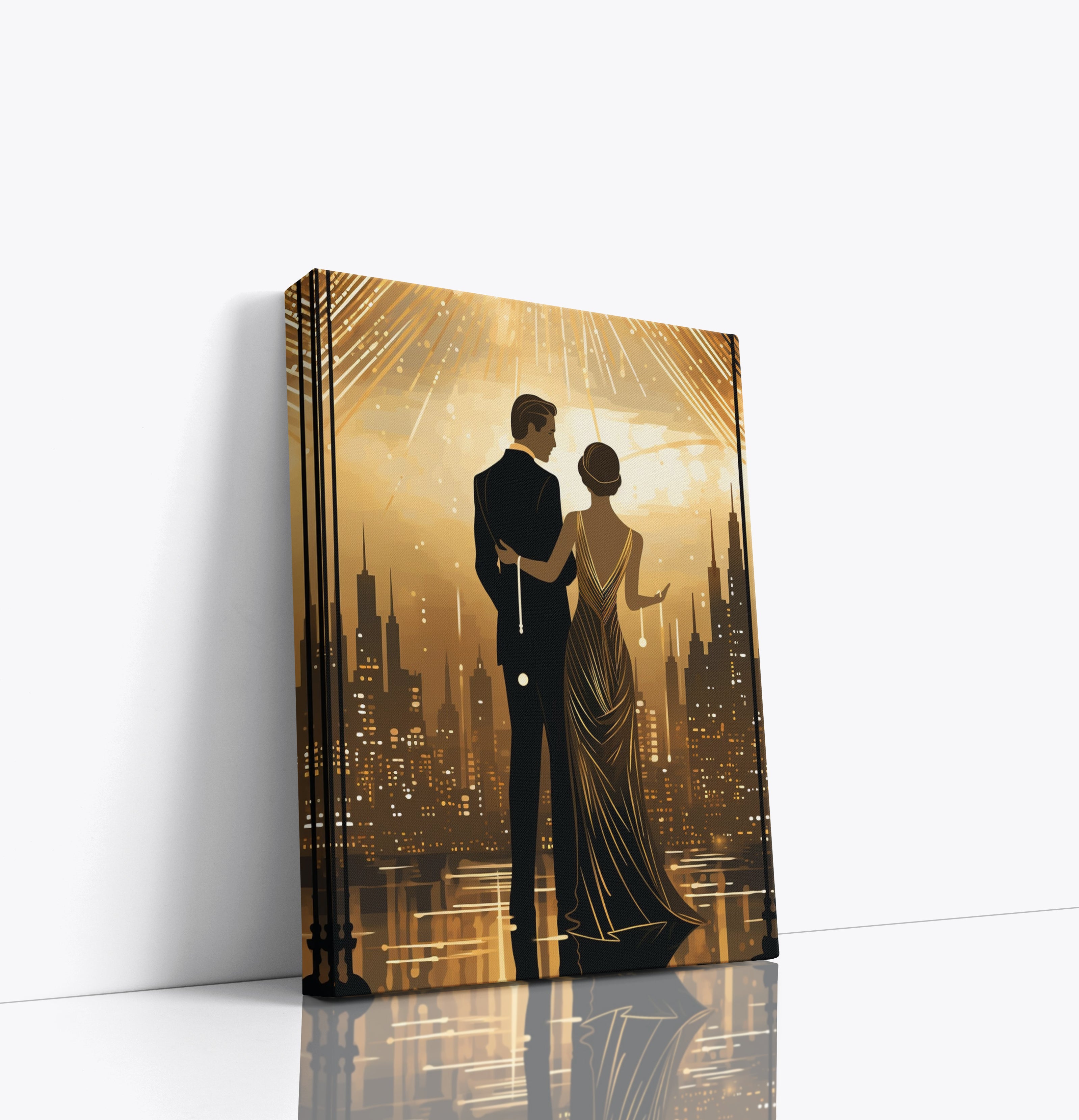 Art Deco Couple Canvas Print: 1920s Style Home Decor Wall Art