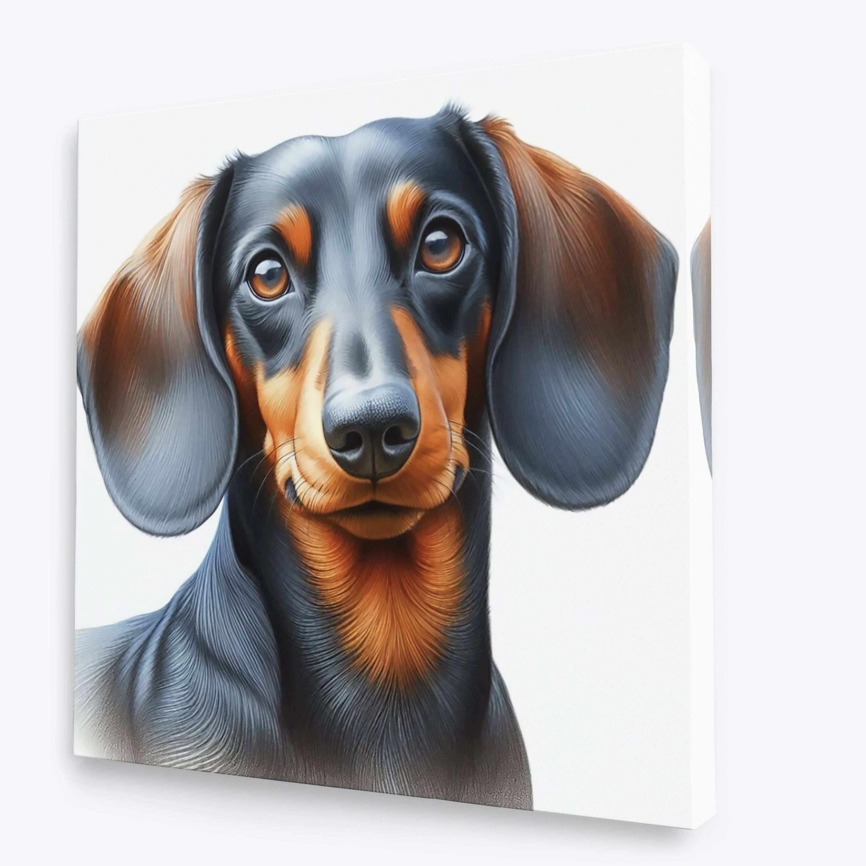 Cute Dachshund Dog Face Square Wall Art Print