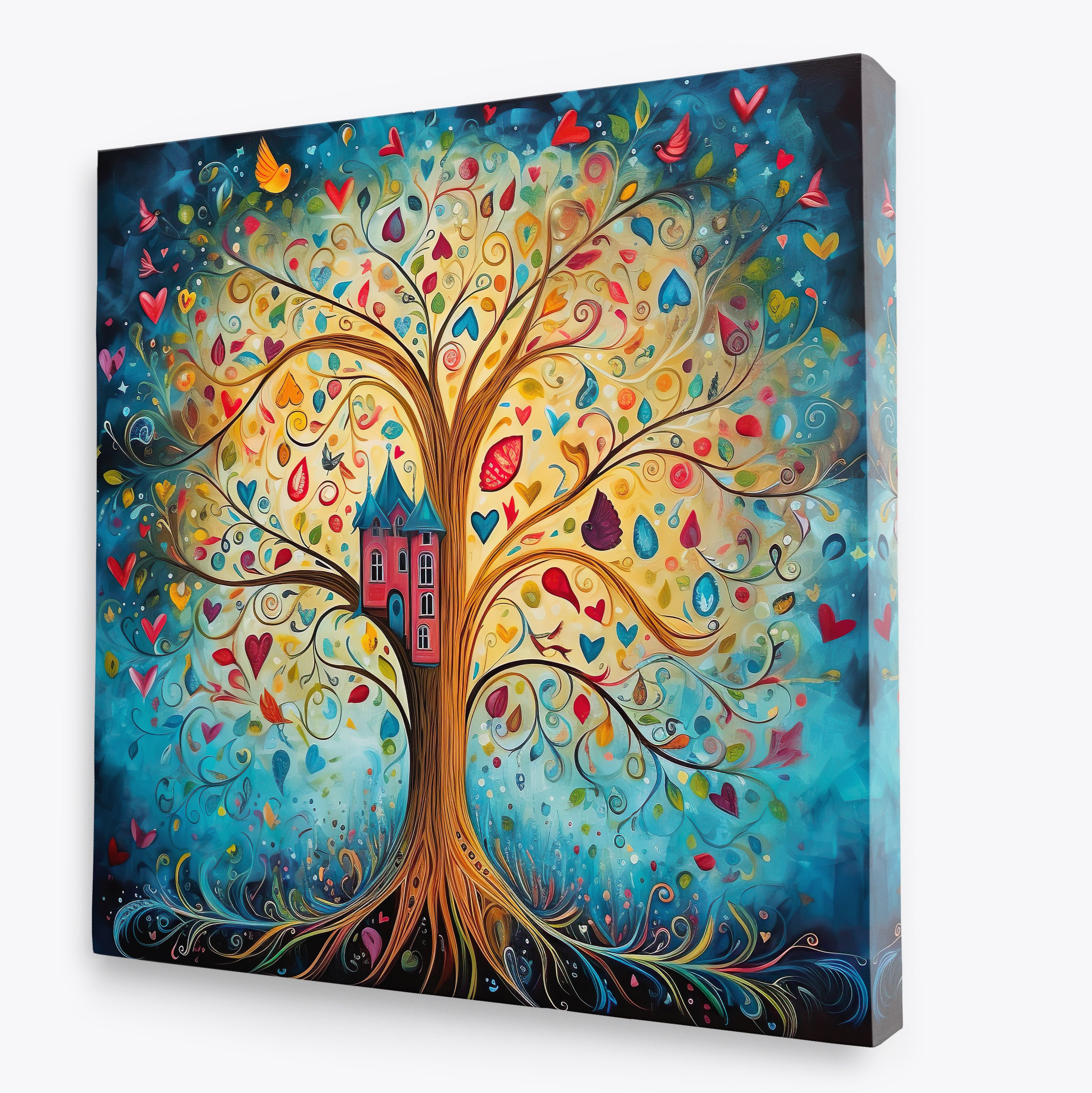 Colour Tree of Life Abstract Square Canvas Print Picture Modern Wall Art