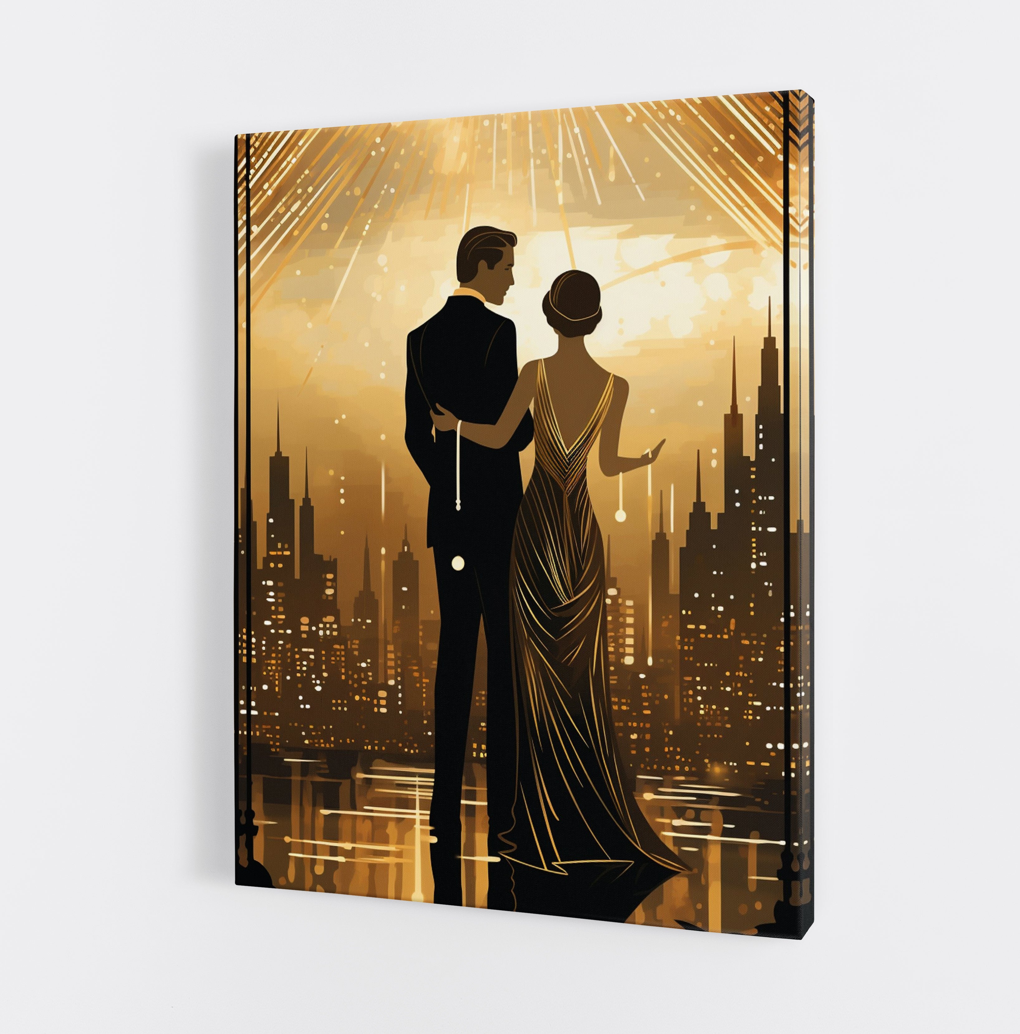 Art Deco Couple Canvas Print: 1920s Style Home Decor Wall Art