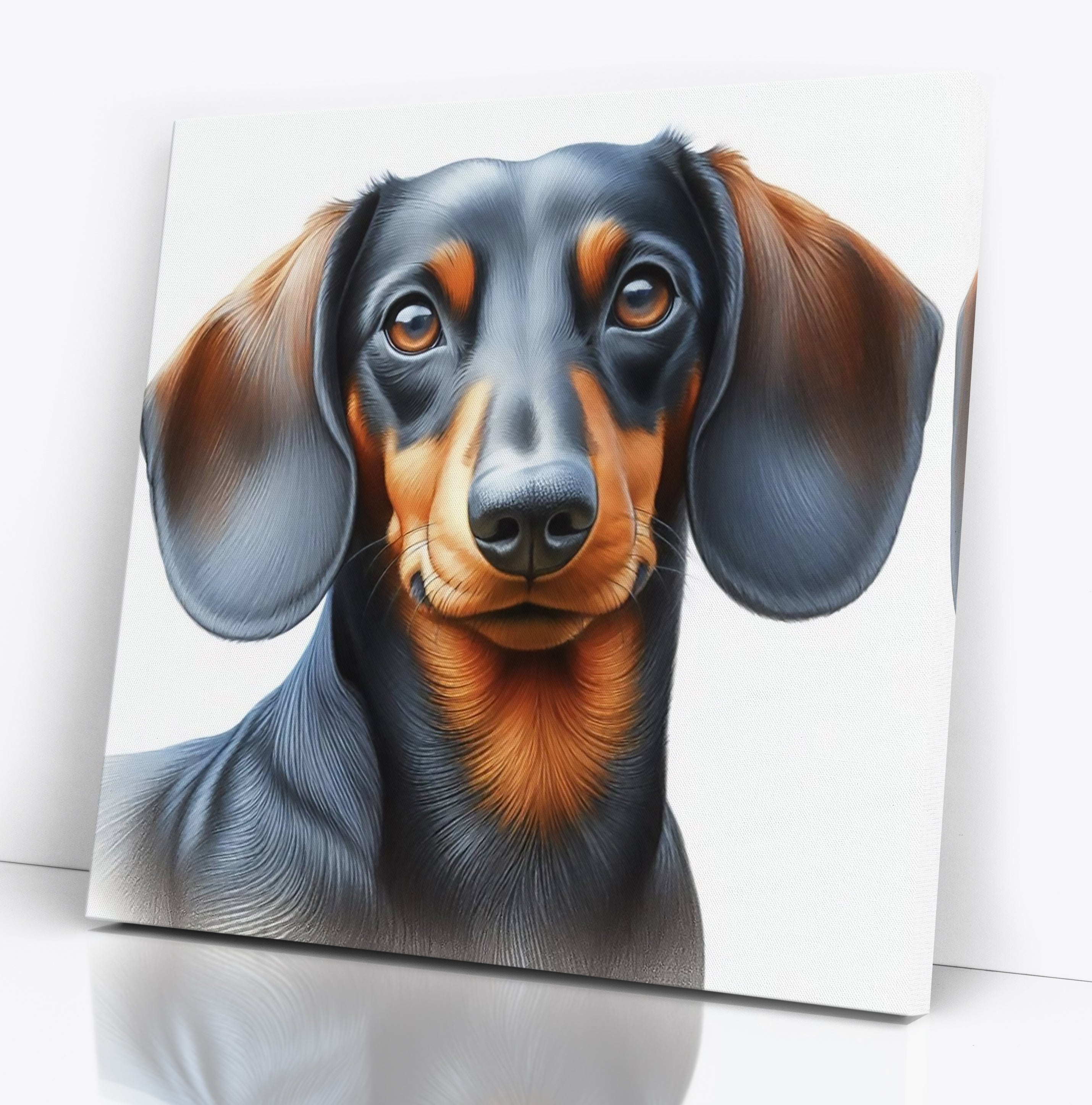 Cute Dachshund Dog Face Square Wall Art Print