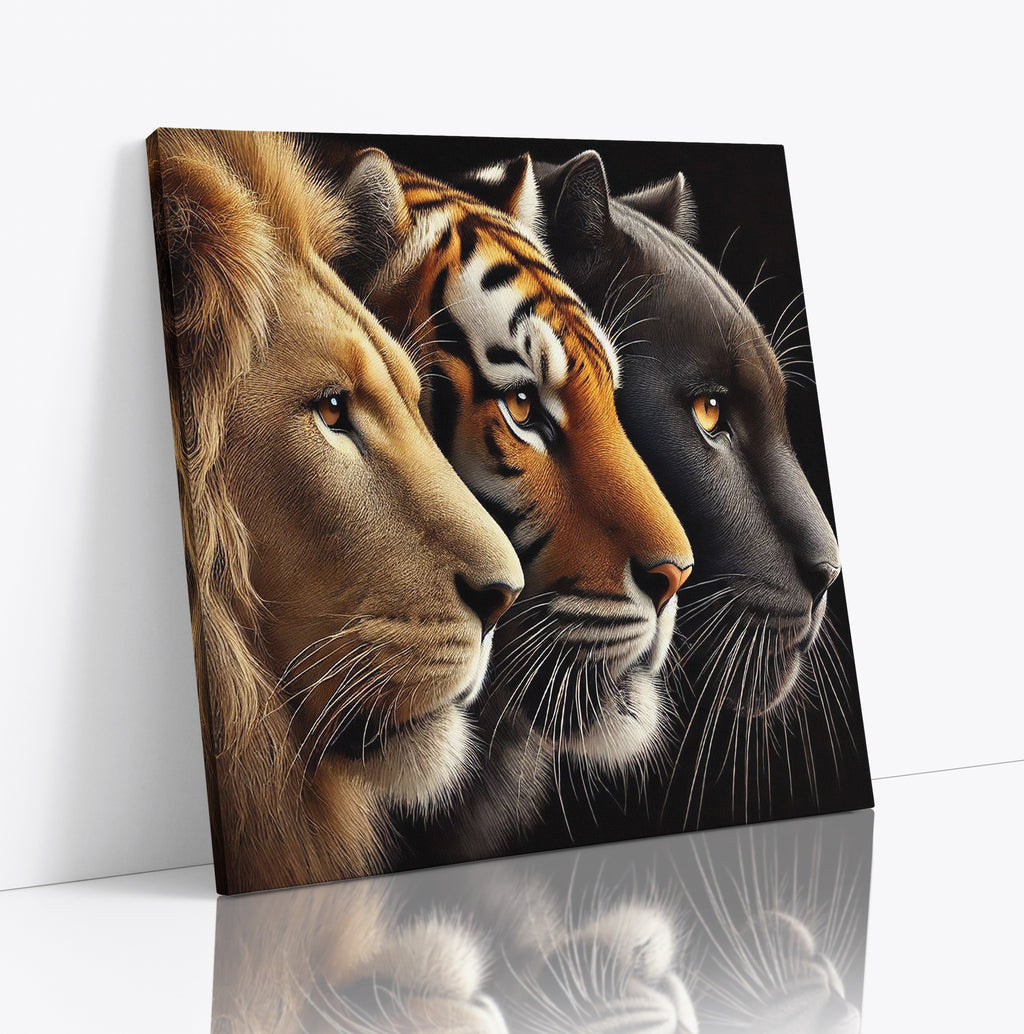 Lion, Tiger, Panther Faces Canvas Print: Big Cat Wall Art
