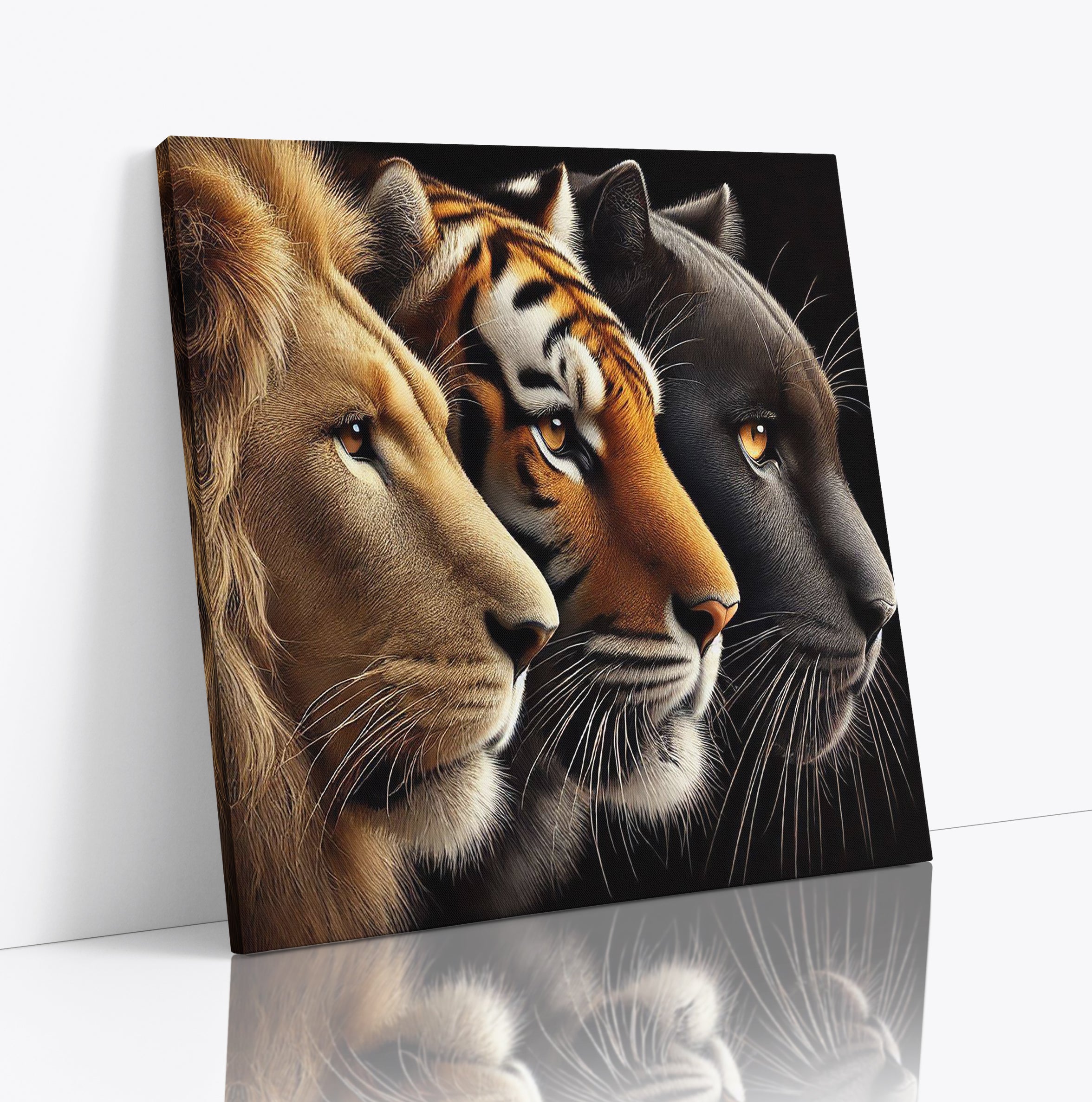 Lion, Tiger, Panther Faces Canvas Print: Big Cat Wall Art