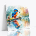 Kingfisher By the River Nature Canvas Wall Art Print