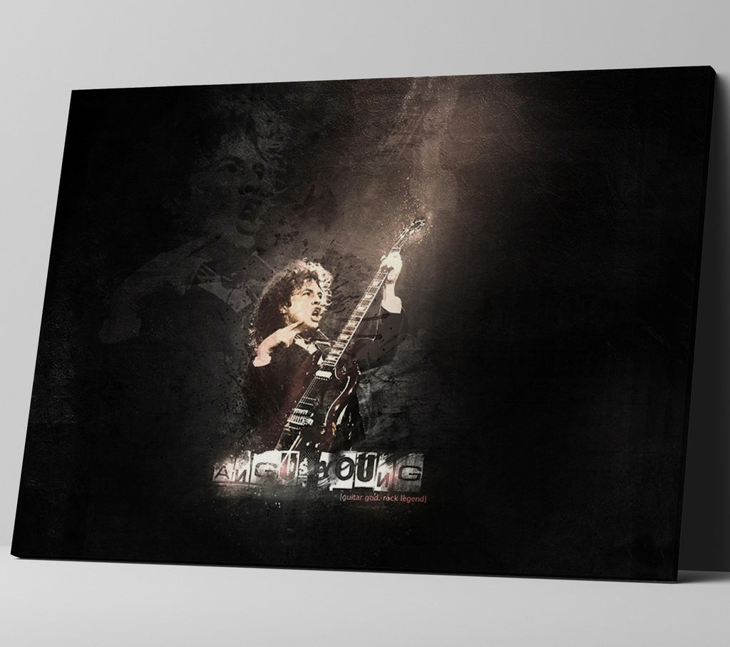 AC/DC Heavy Metal Angus Young Playing Guitar Wall Art Canvas Print