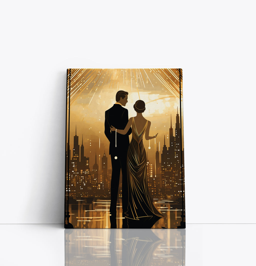 Art Deco Couple Canvas Print: 1920s Style Home Decor Wall Art