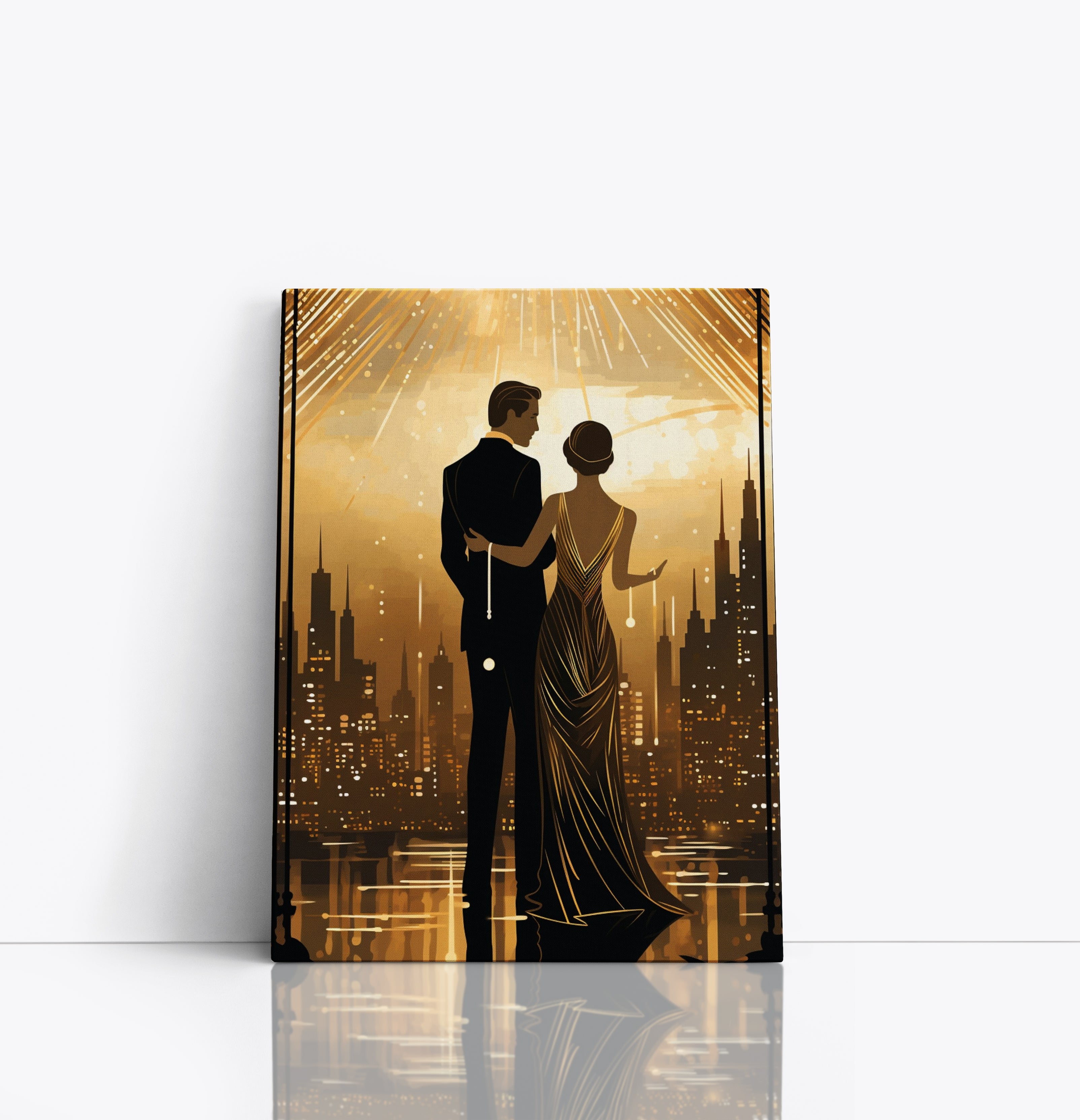 Art Deco Couple Canvas Print: 1920s Style Home Decor Wall Art