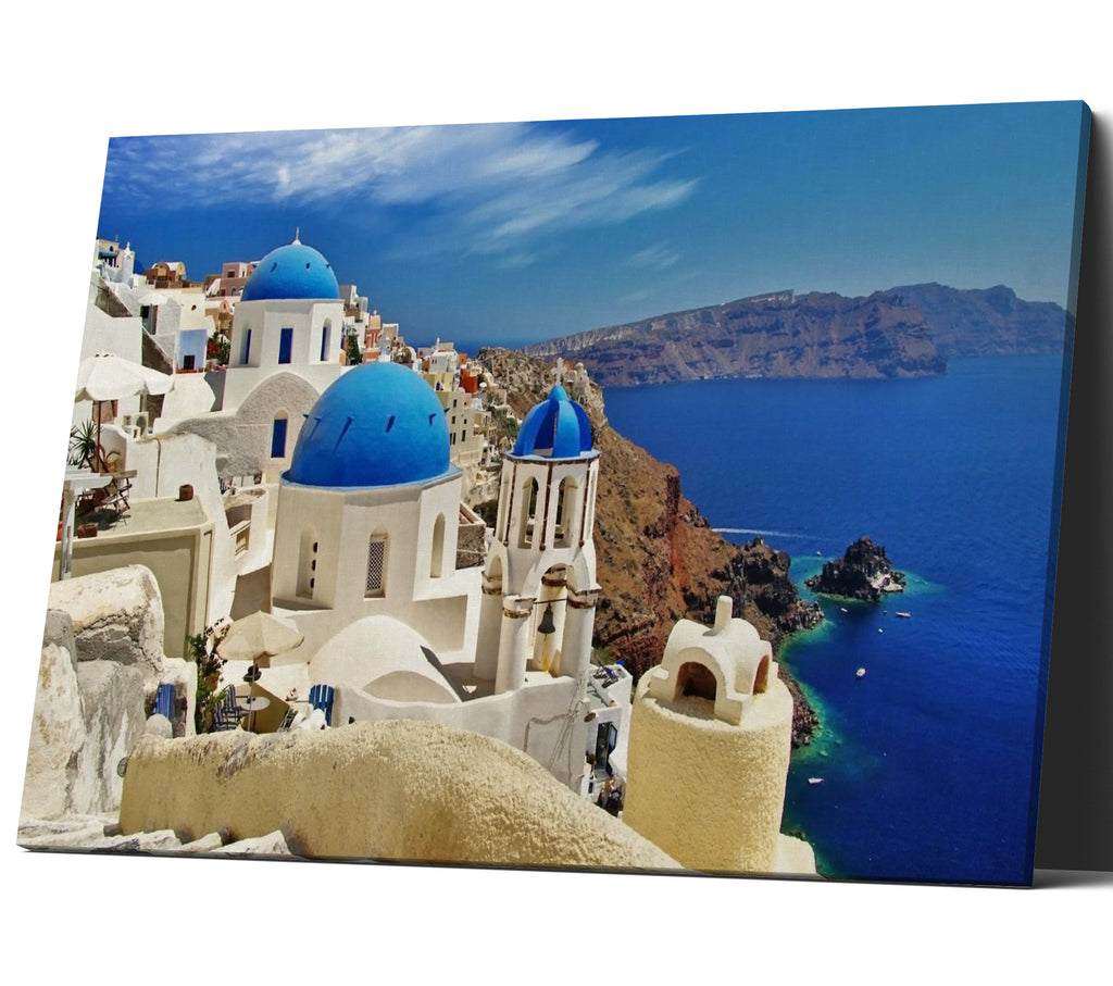 Santorini Greek Island Landscape Wall Art Canvas Print