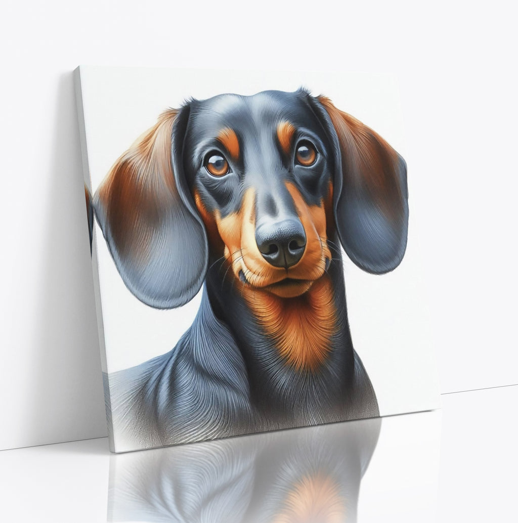 Cute Dachshund Dog Face Square Wall Art Print