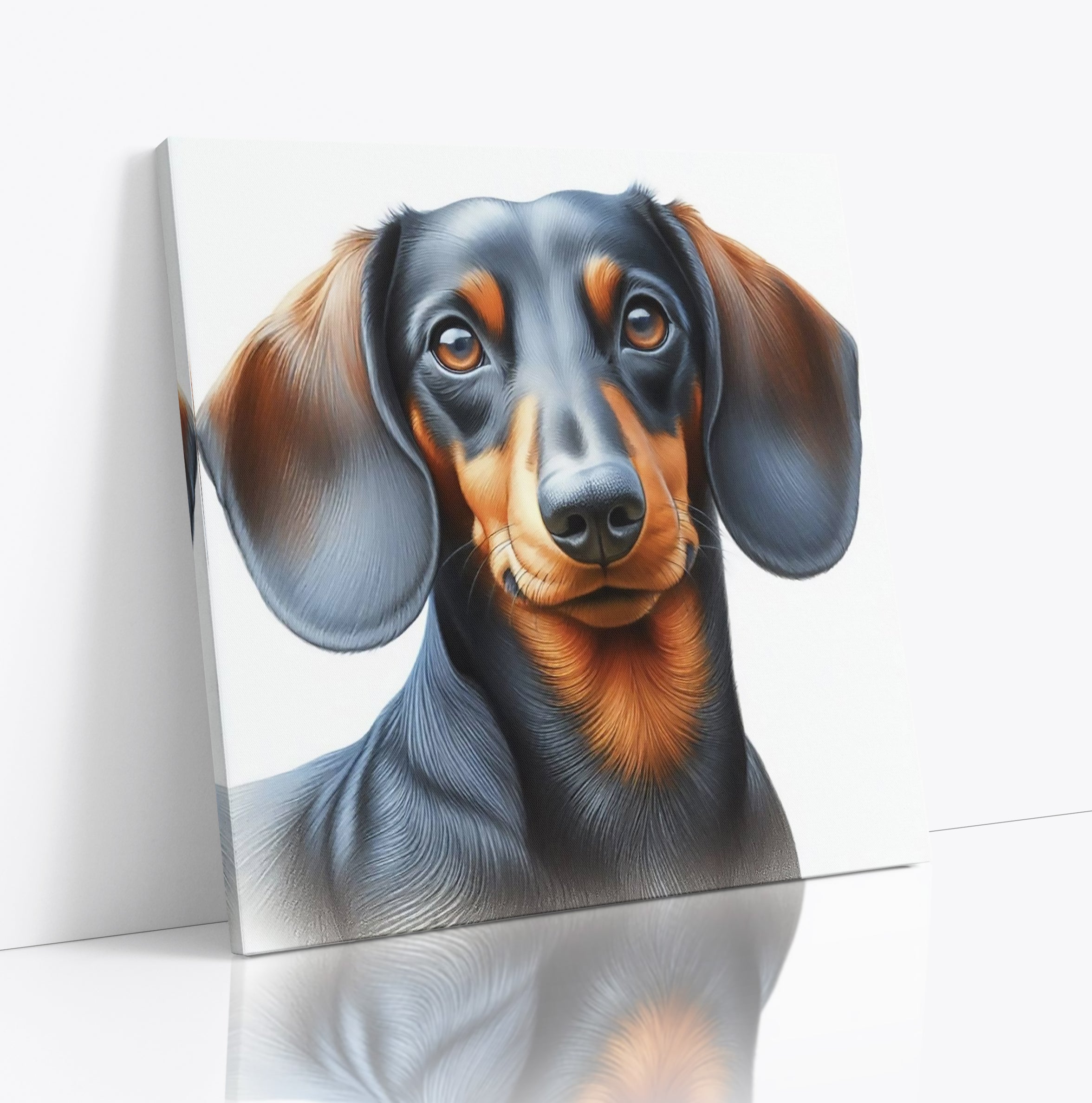 Cute Dachshund Dog Face Square Wall Art Print