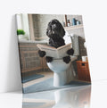 Black Cocker Spaniel Sat On Toilet Reading Paper Wall Art Print