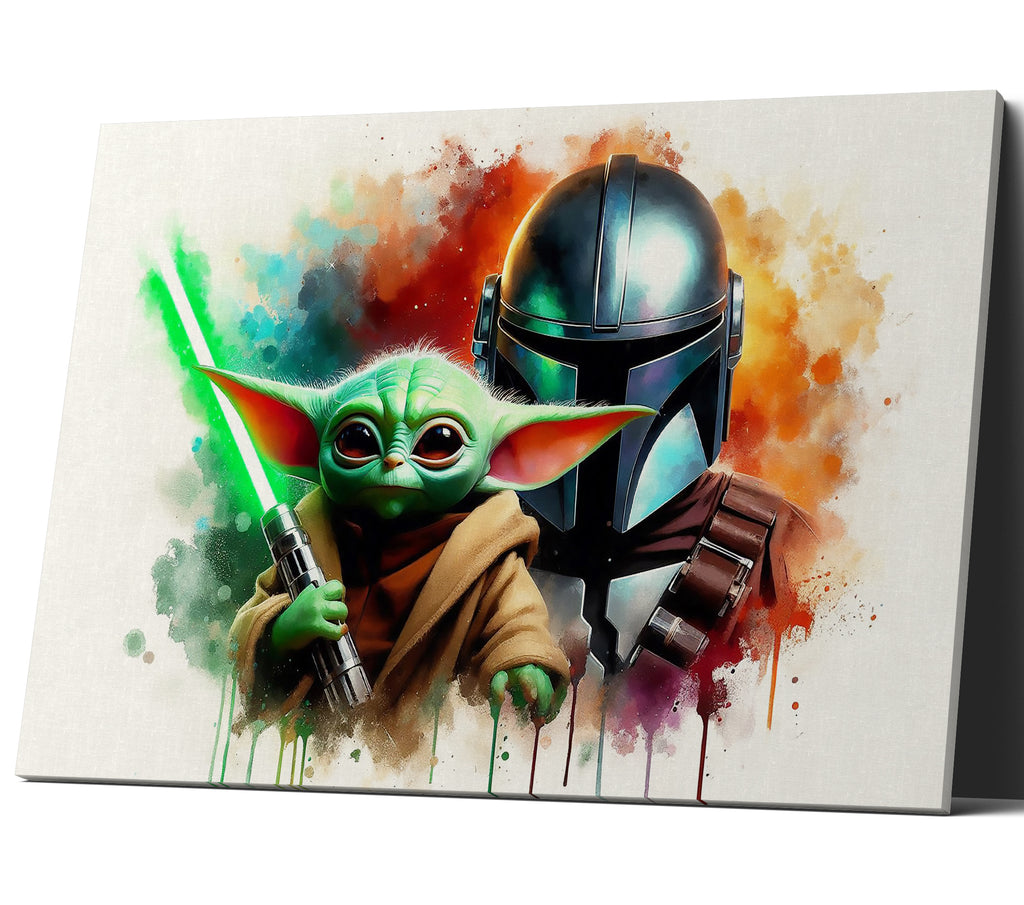 The Mandalorian and Grogu Star Wars Inspired Movie Canvas Print