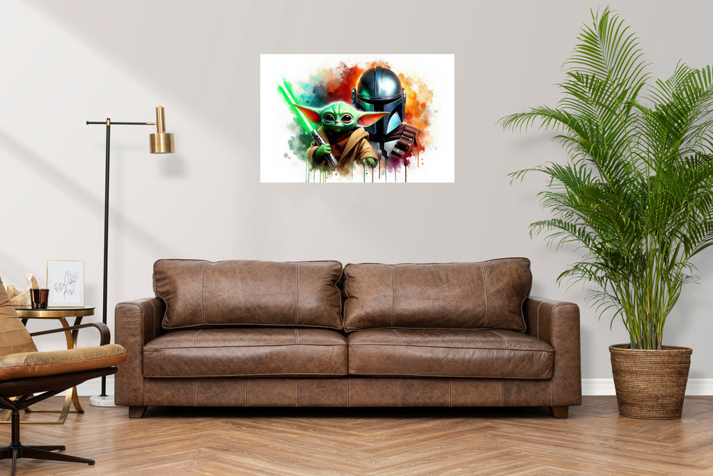 The Mandalorian and Grogu Star Wars Inspired Movie Canvas Print