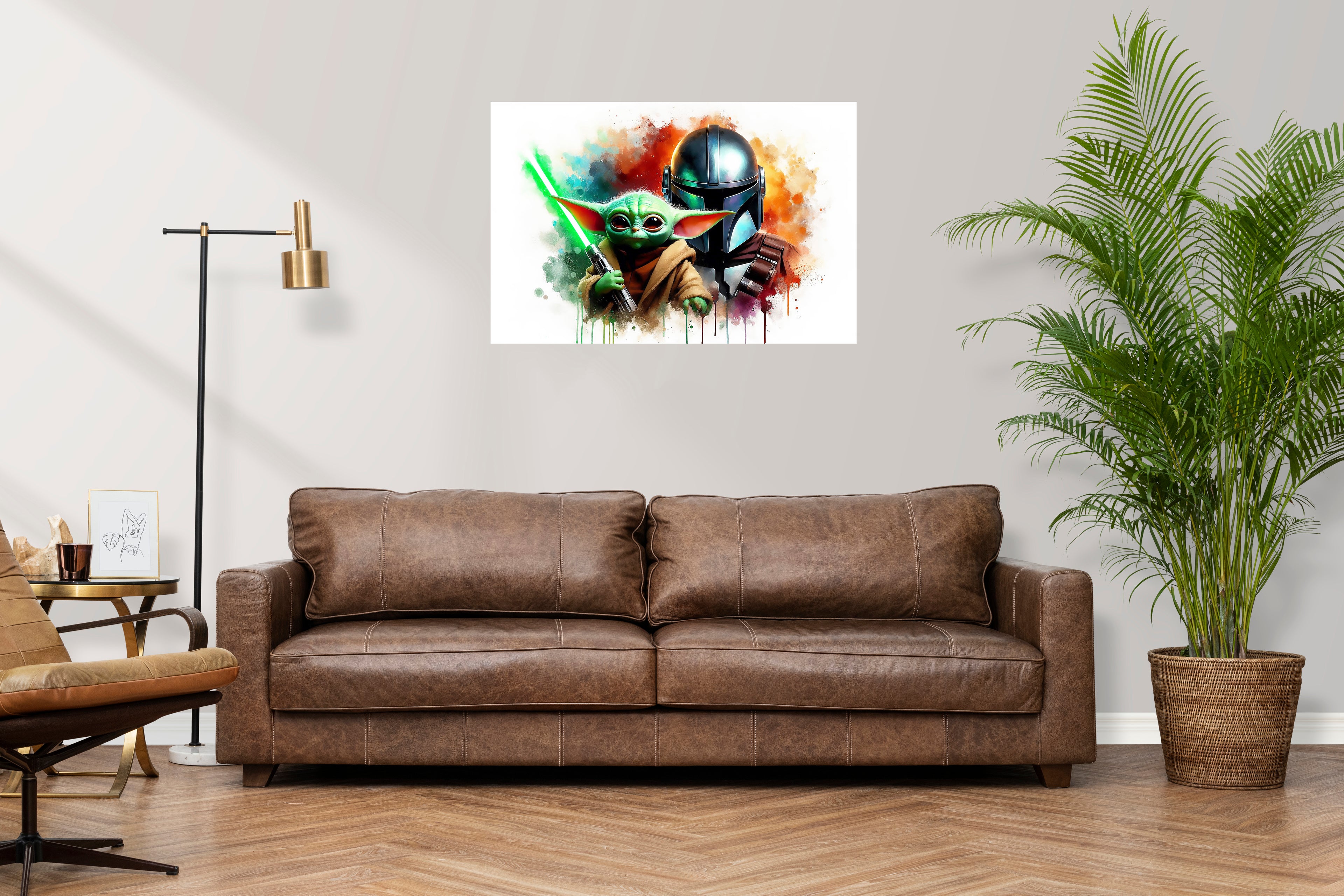 The Mandalorian and Grogu Star Wars Inspired Movie Canvas Print