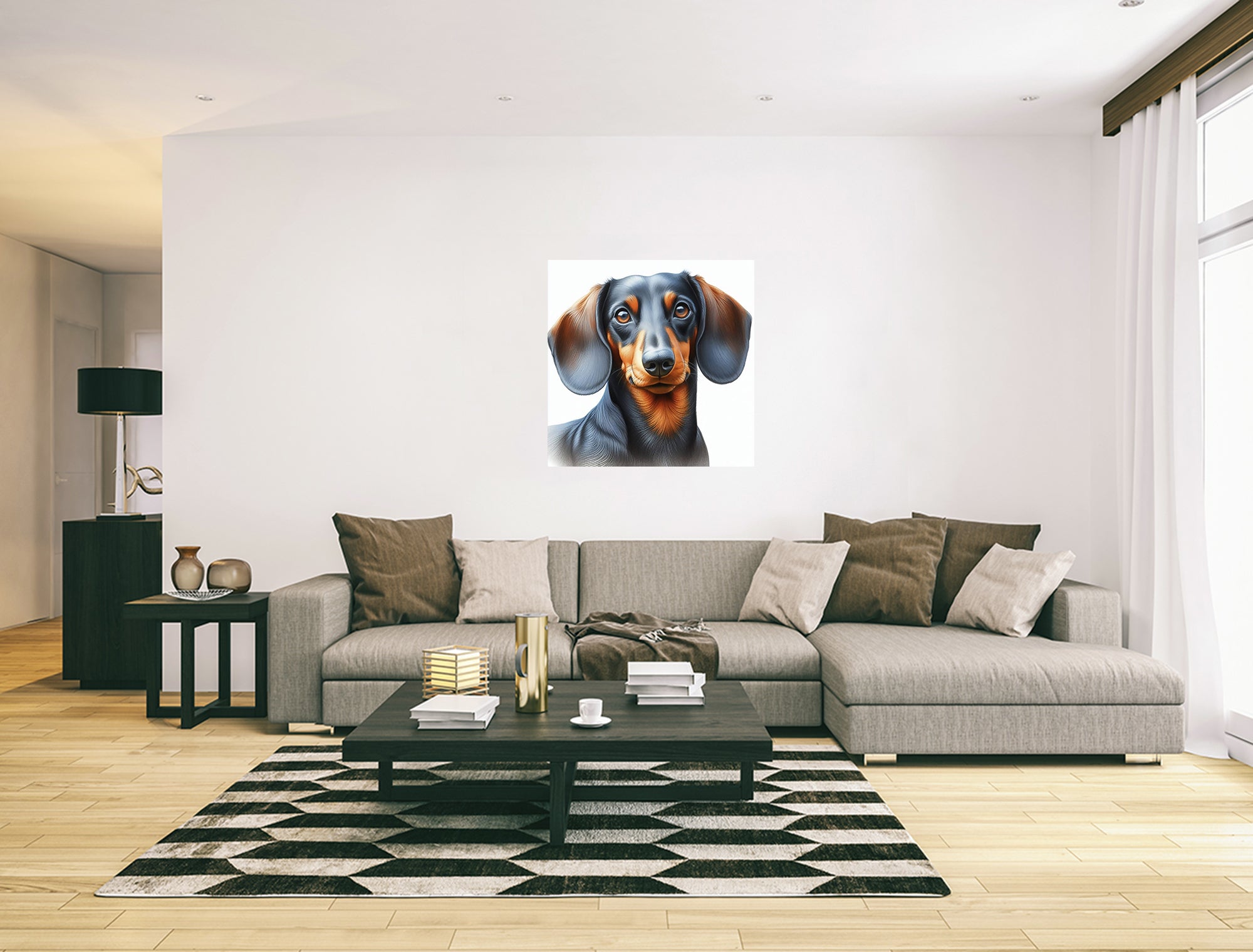 Cute Dachshund Dog Face Square Wall Art Print