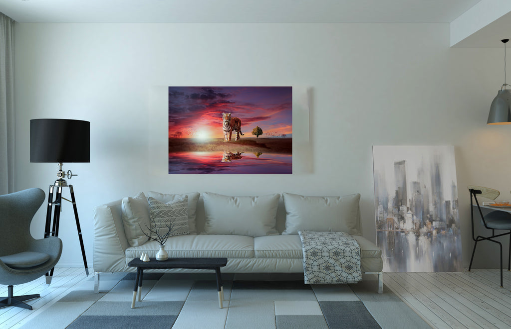 Tiger Big Cat In The Sunset Canvas Print Wall Art