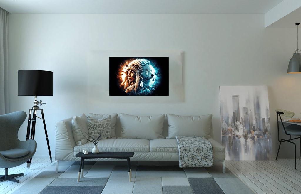 Native American, Wolf, Bear, Eagle Spirits Wall Art Canvas Print