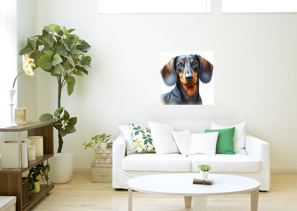 Cute Dachshund Dog Face Square Wall Art Print