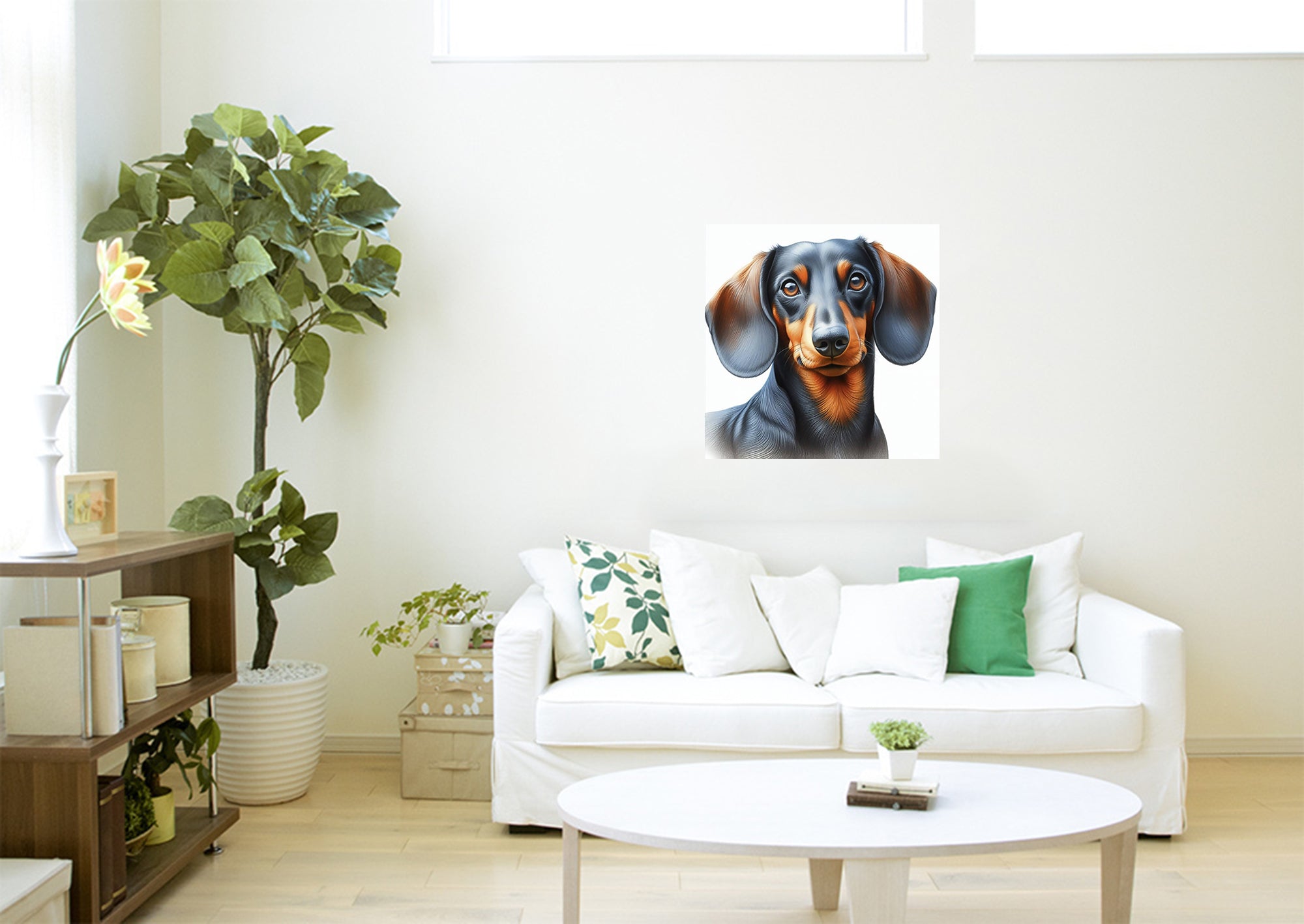 Cute Dachshund Dog Face Square Wall Art Print