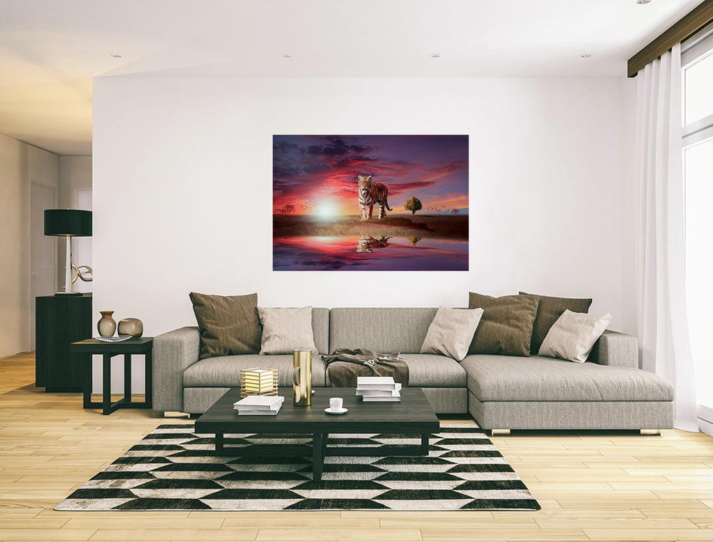 Tiger Big Cat In The Sunset Canvas Print Wall Art