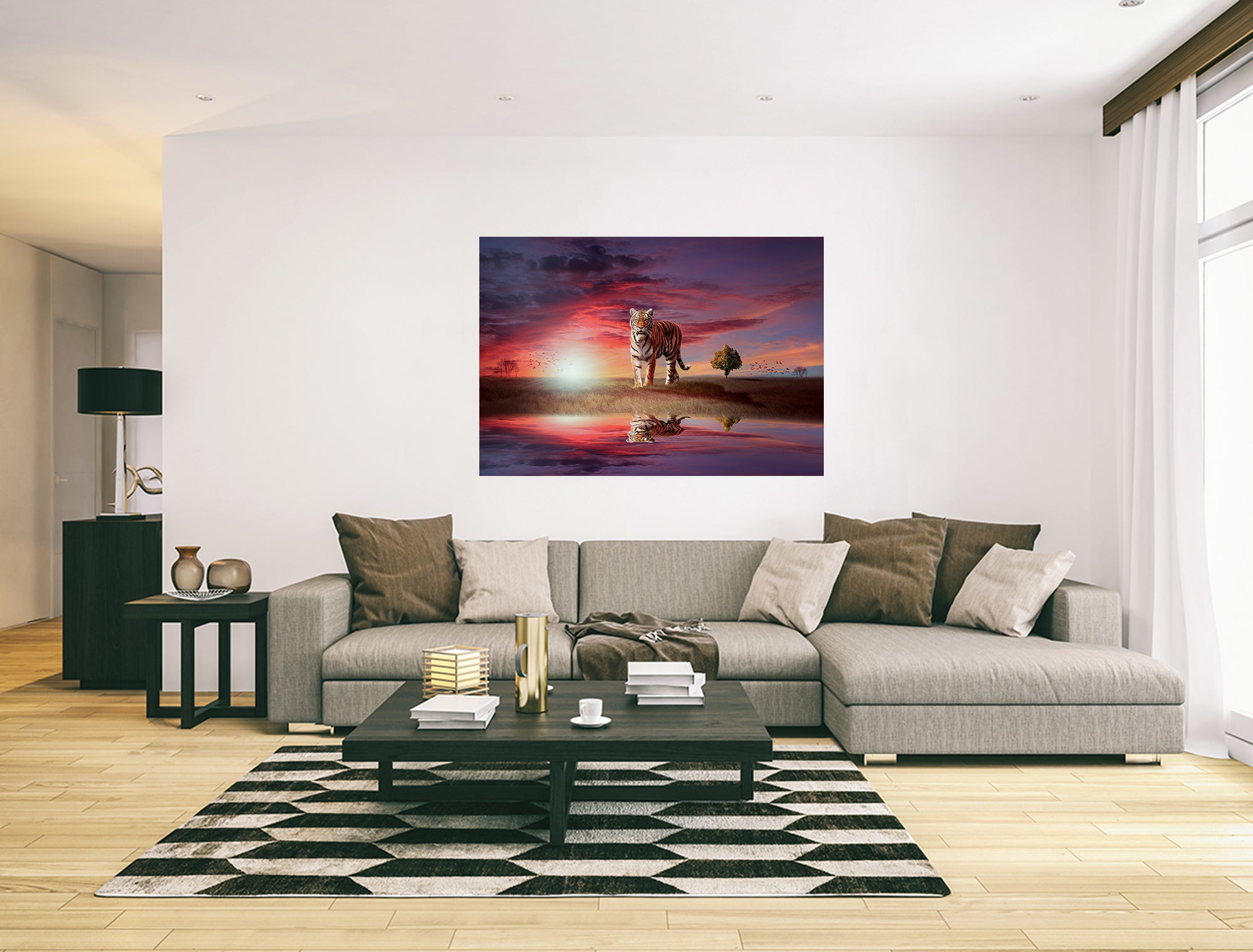 Tiger Big Cat In The Sunset Canvas Print Wall Art