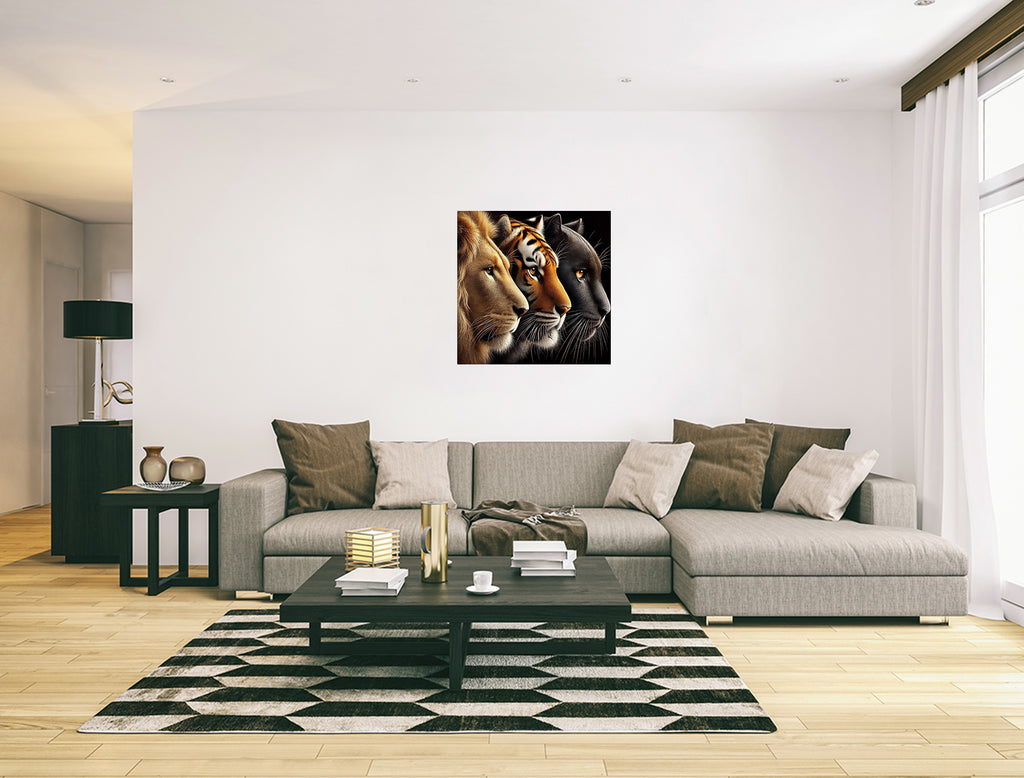 Lion, Tiger, Panther Faces Canvas Print: Big Cat Wall Art