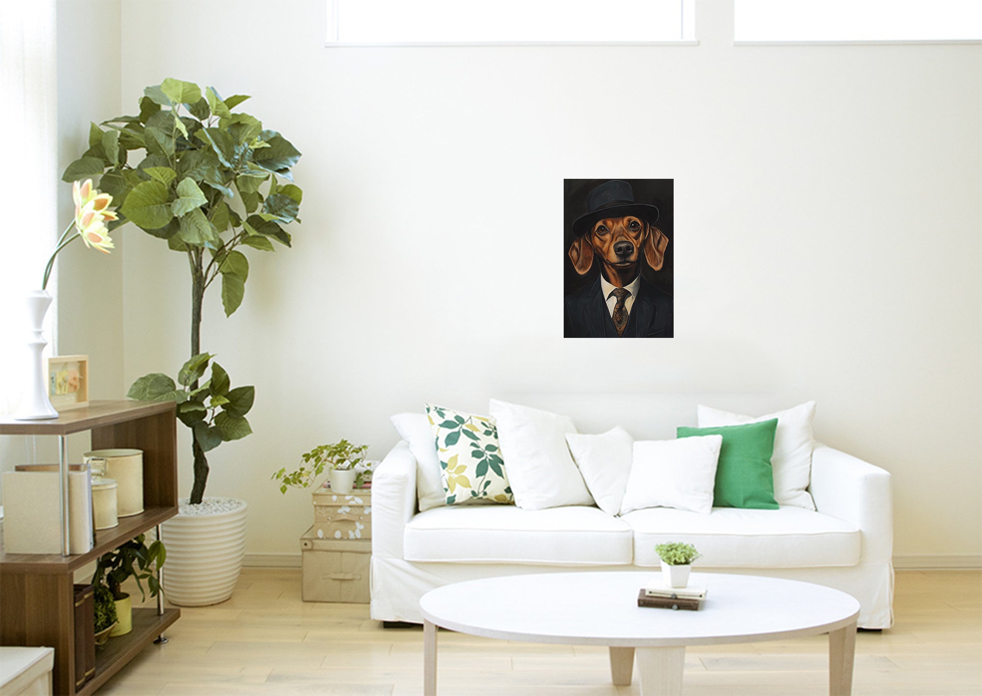 Dachshund In A Suit Canvas Wall Art Print Framed Home Decor Picture