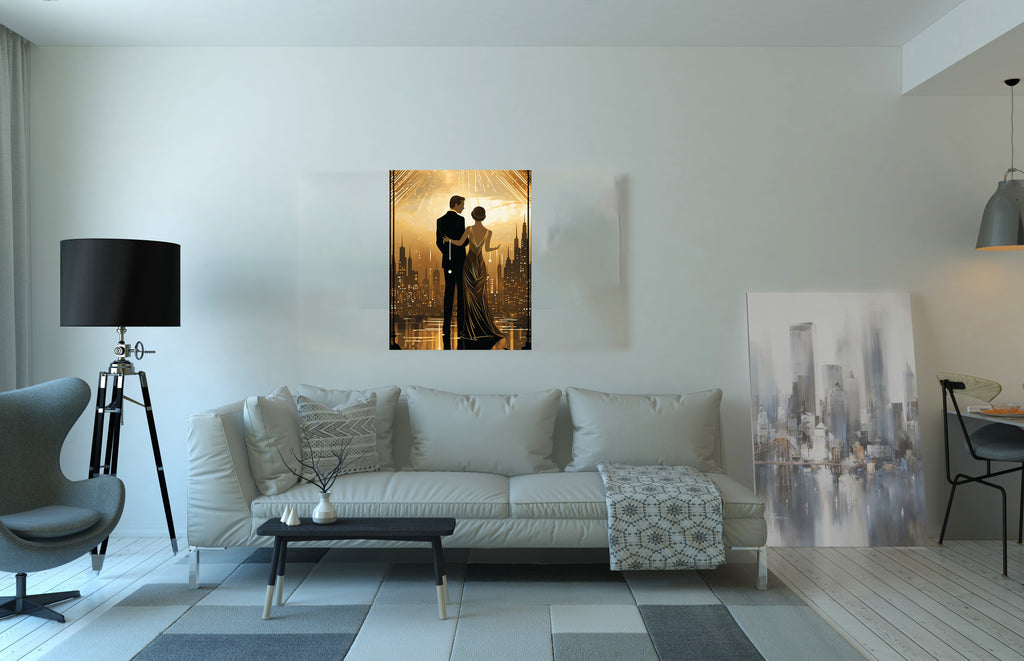 Art Deco Couple Canvas Print: 1920s Style Home Decor Wall Art