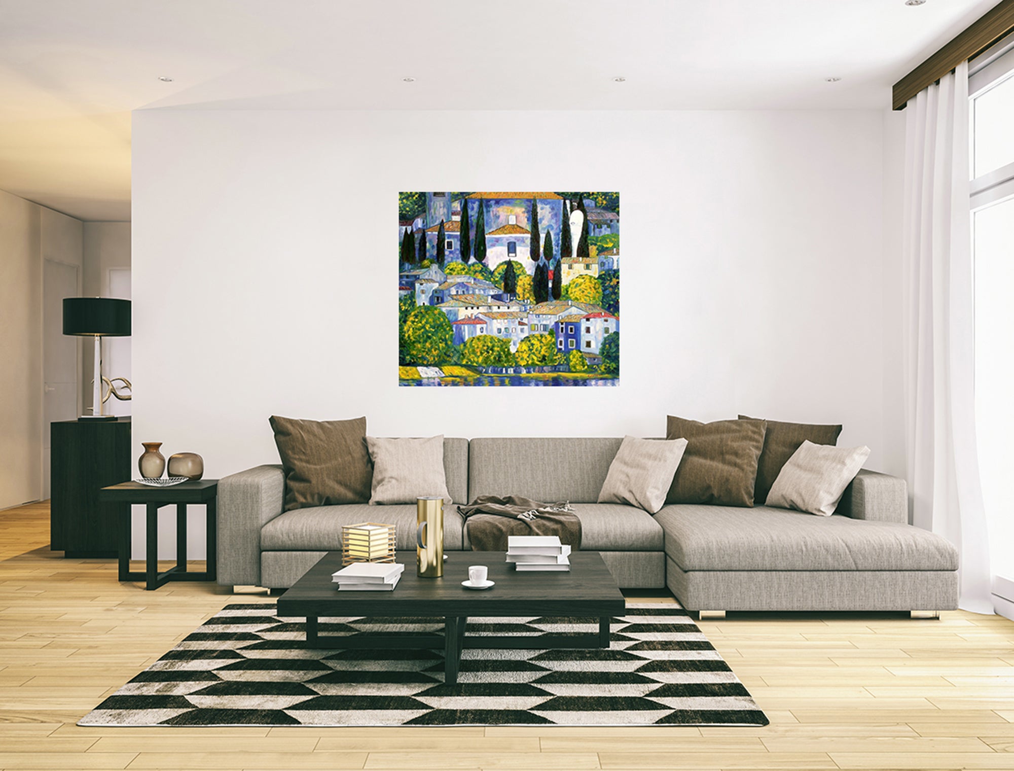 Gustav Klimt Church In Cassone Square Reproduction Canvas Wall Art Print Picture